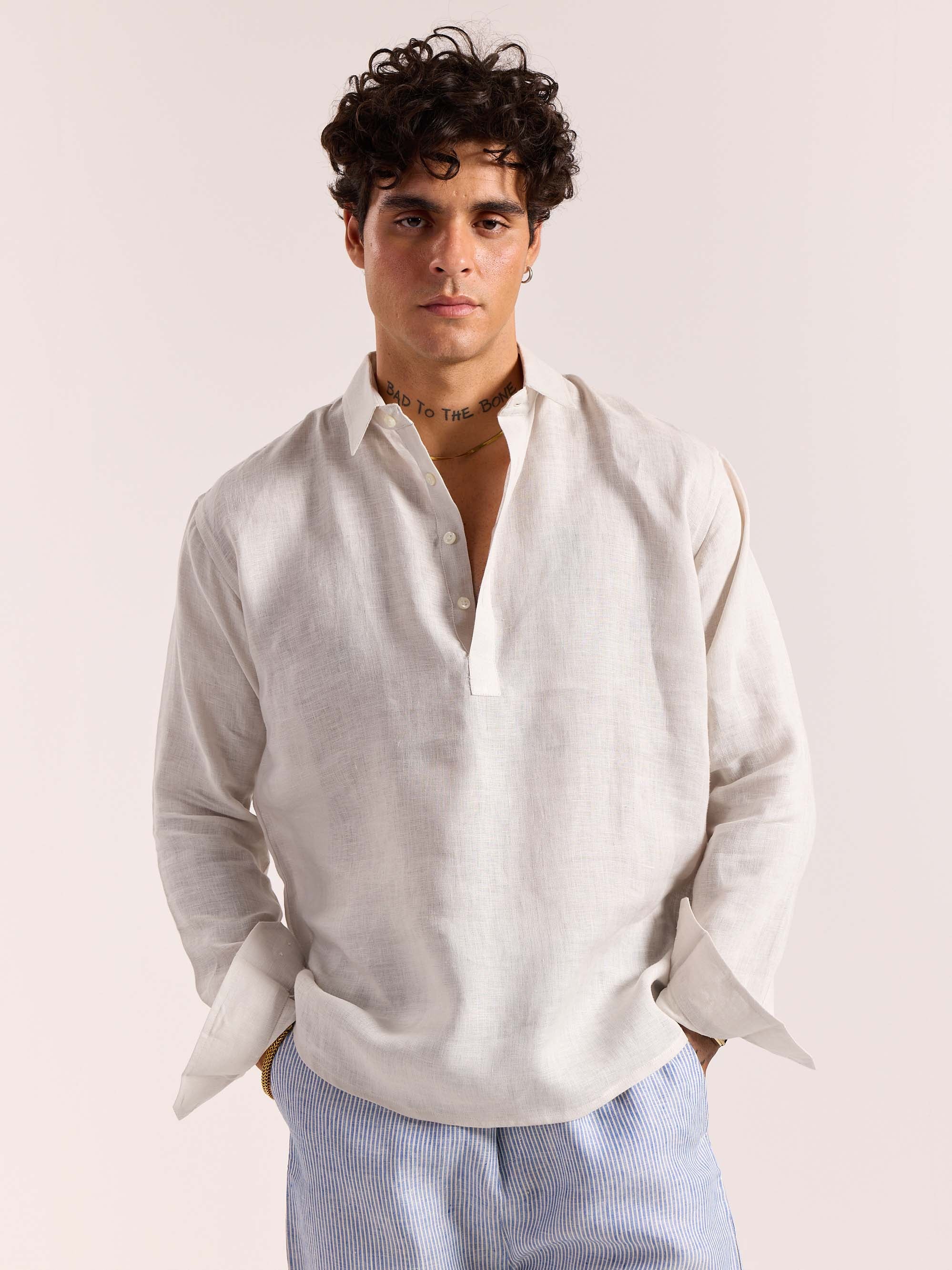 Almond White Linen Pullover (Pre-Order) - Image 3