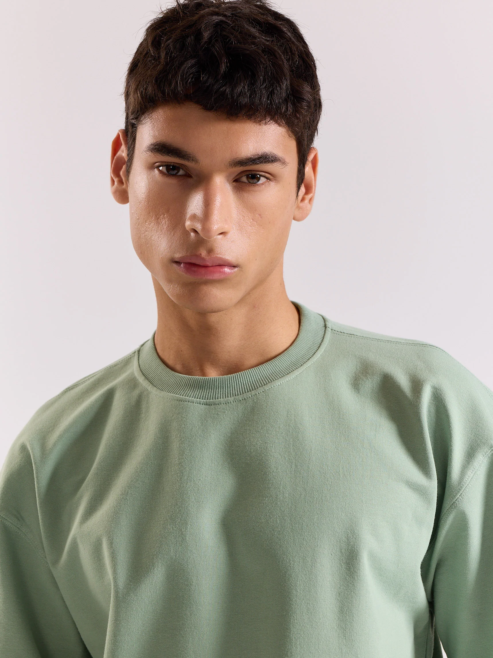 Aqua Green Loose Fit Cropped T-Shirt - Image 5
