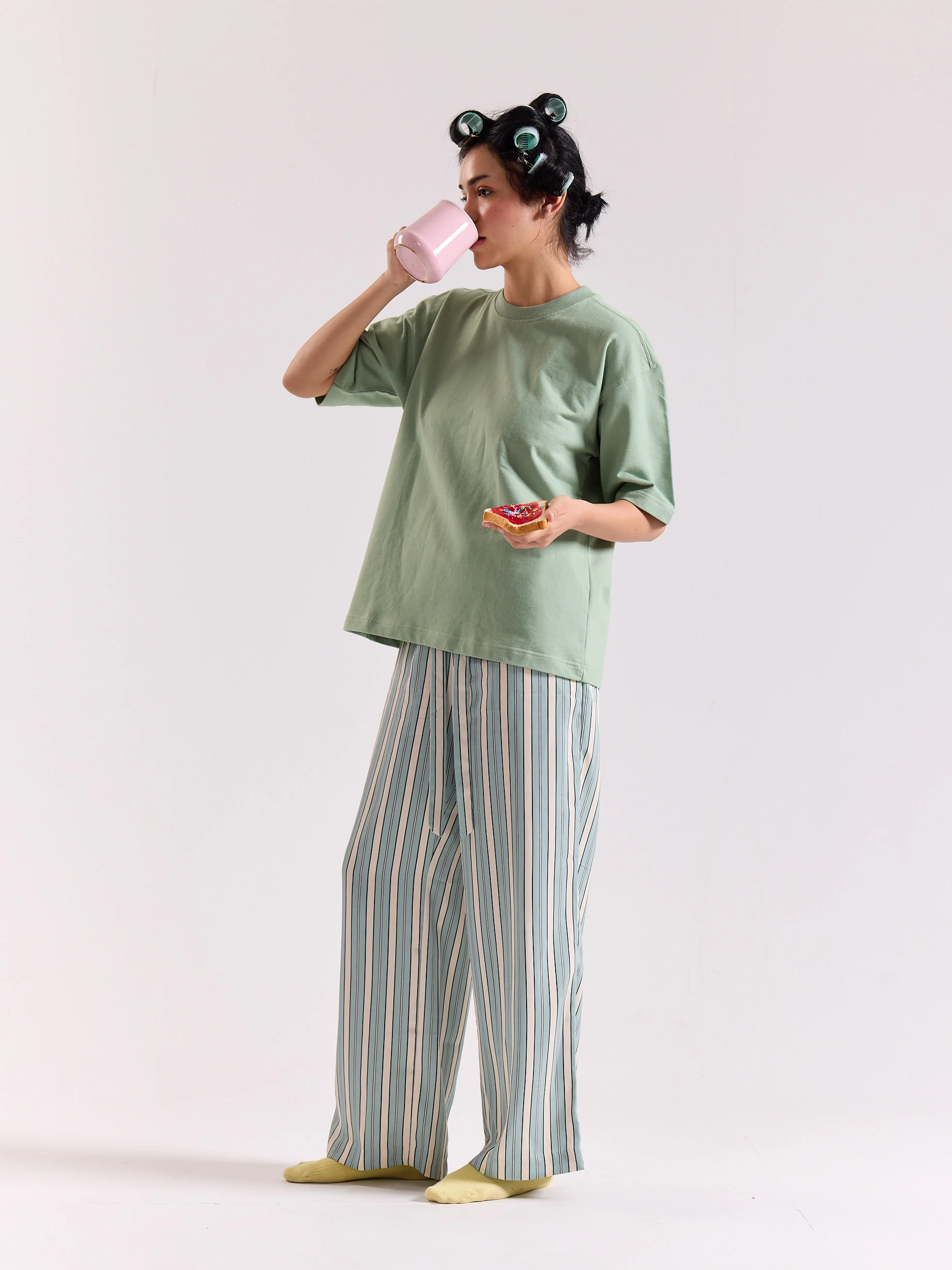 Aqua Green Loose Fit Cropped T-Shirt - Image 6