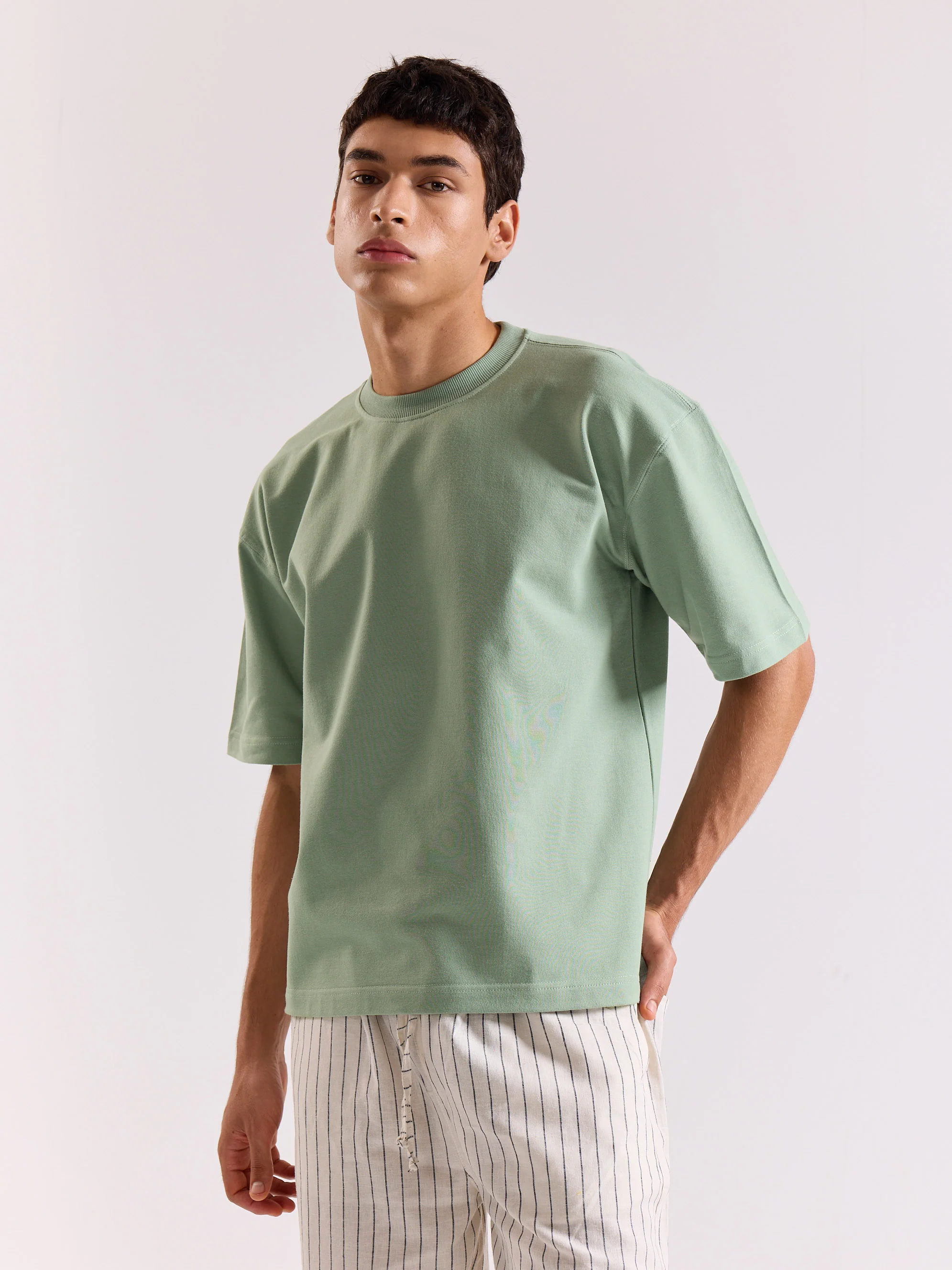 Aqua Green Loose Fit Cropped T-Shirt - Image 7