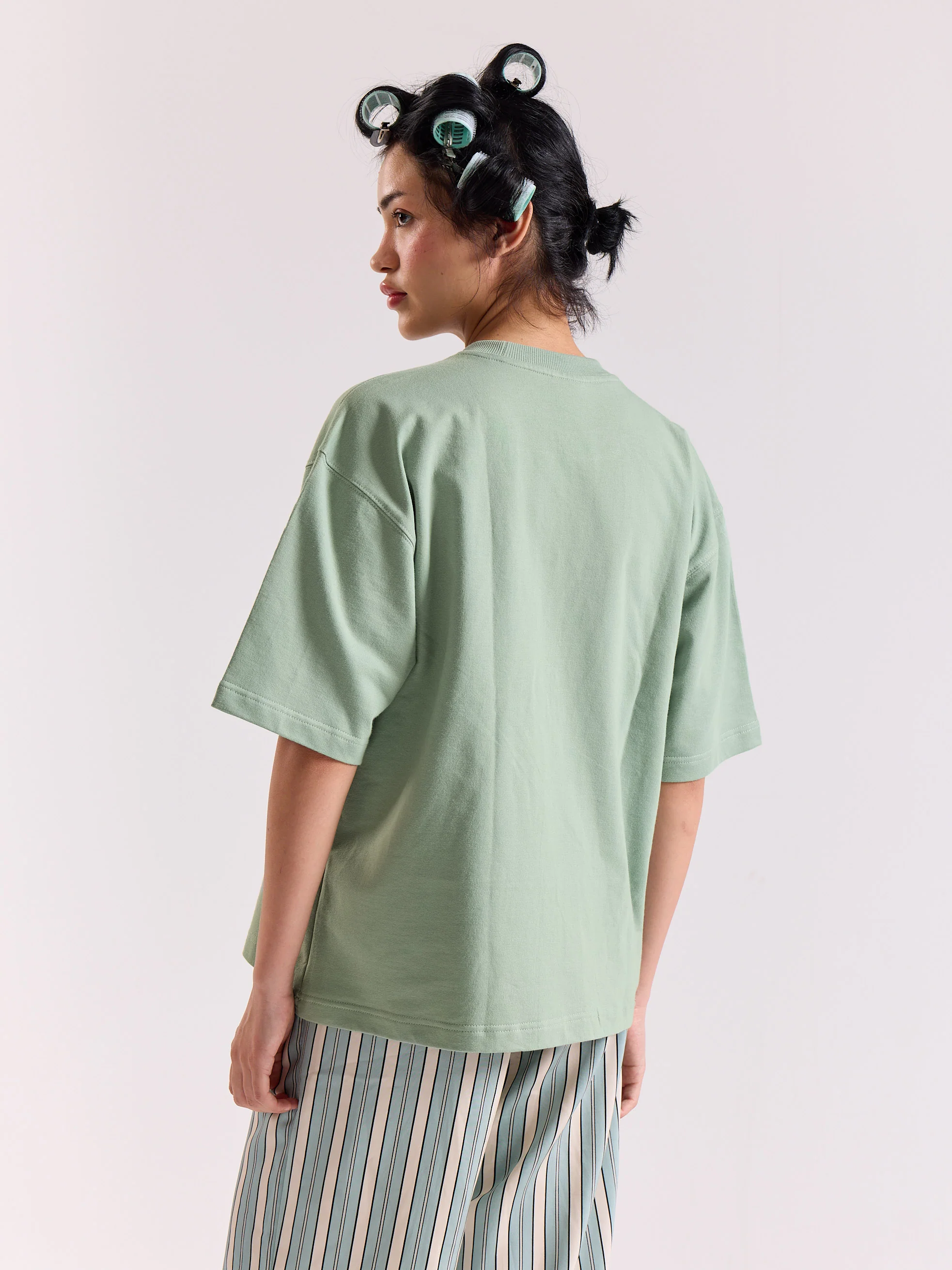 Aqua Green Loose Fit Cropped T-Shirt - Image 8