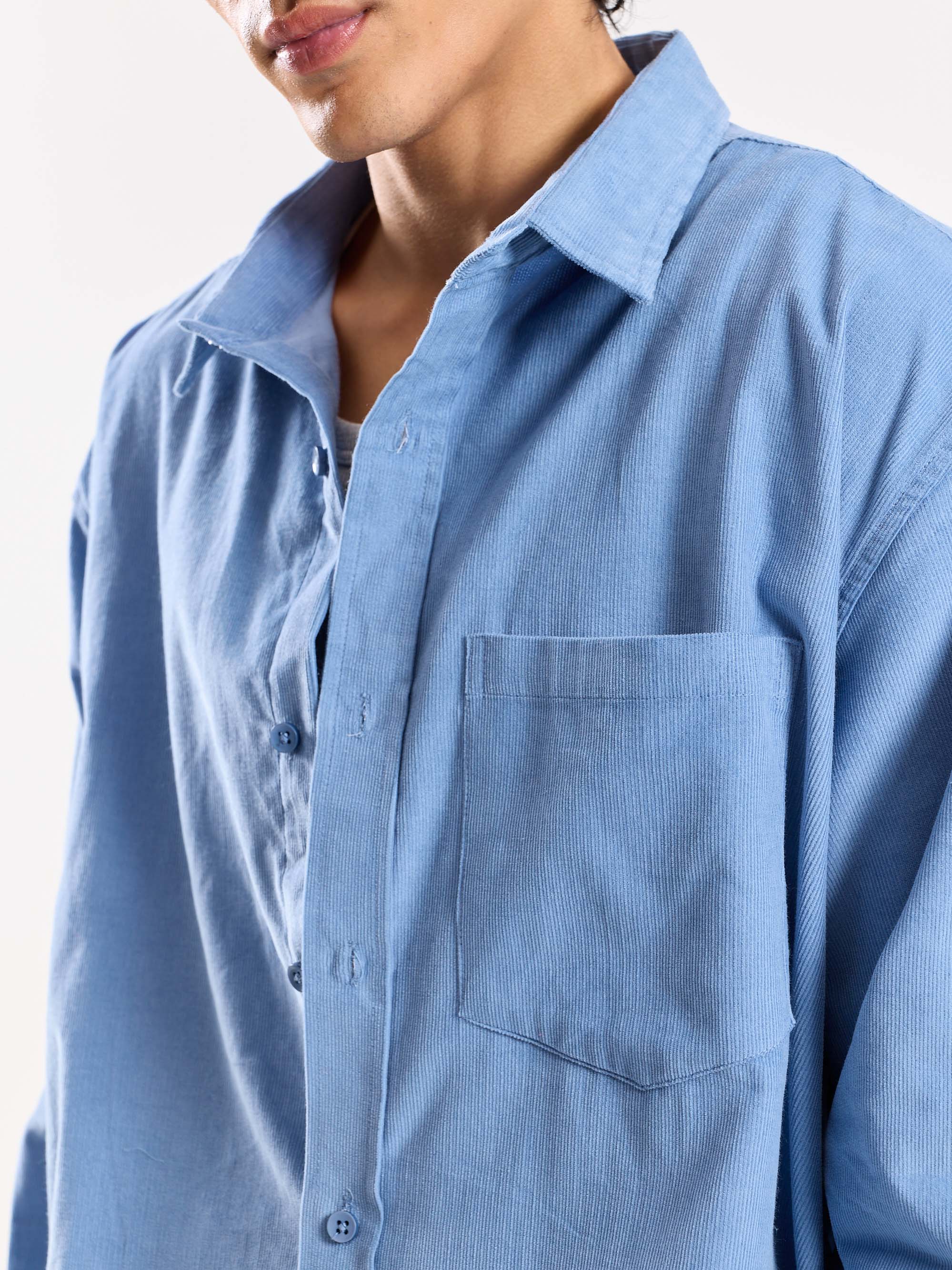 Baby Blue Corduroy Oversized Shirt - Image 7