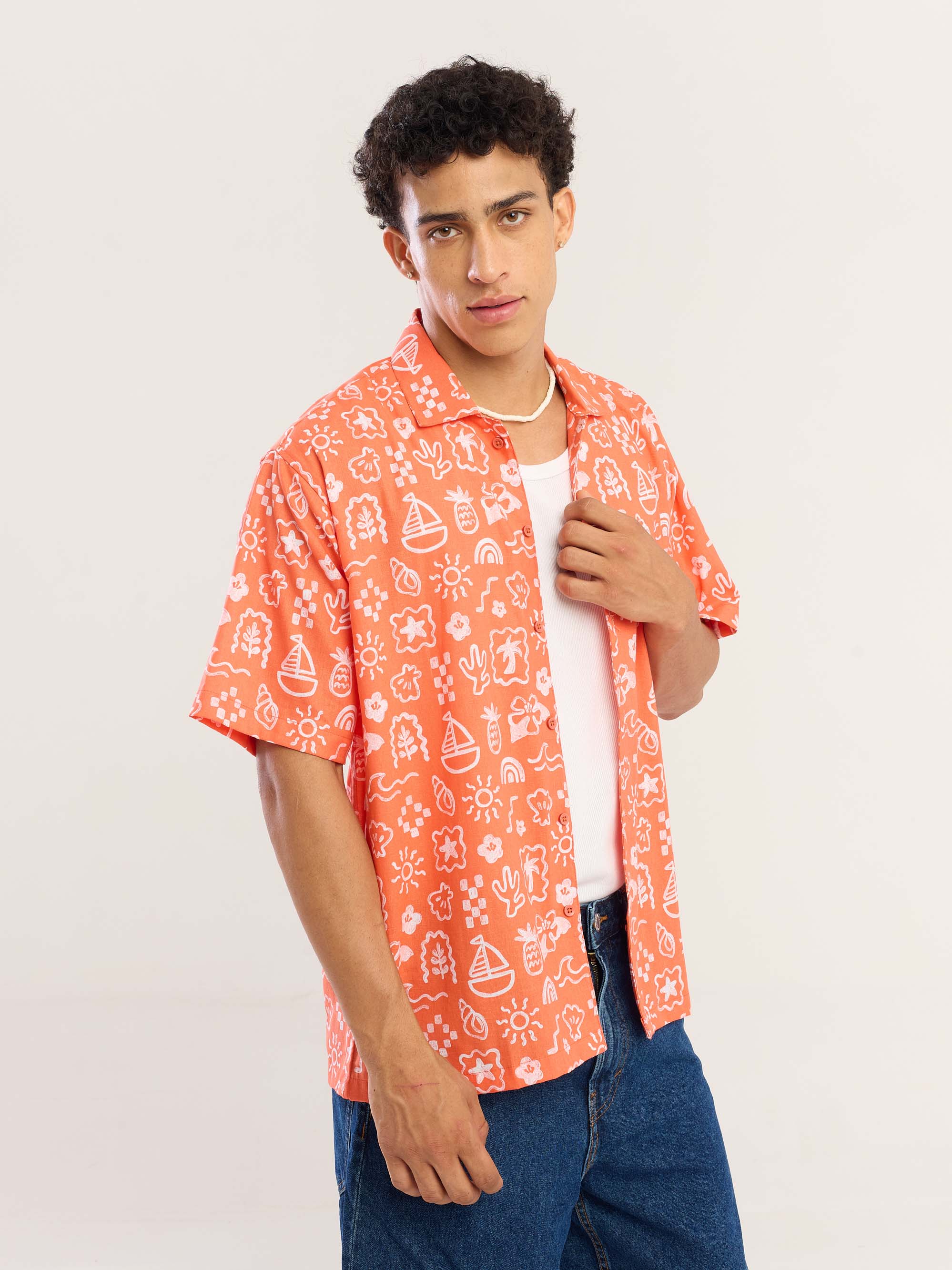 Beach Paradise Doodle Printed Shirt - Image 3
