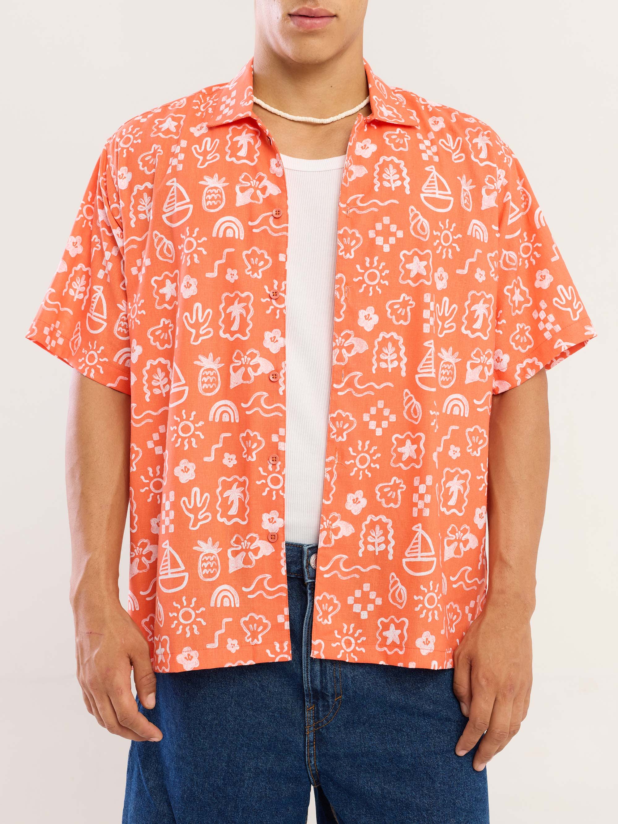 Beach Paradise Doodle Printed Shirt - Image 4