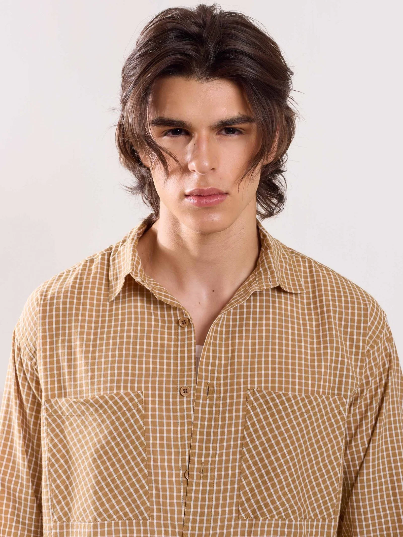 Beige Checked Holiday Shirt - Image 3