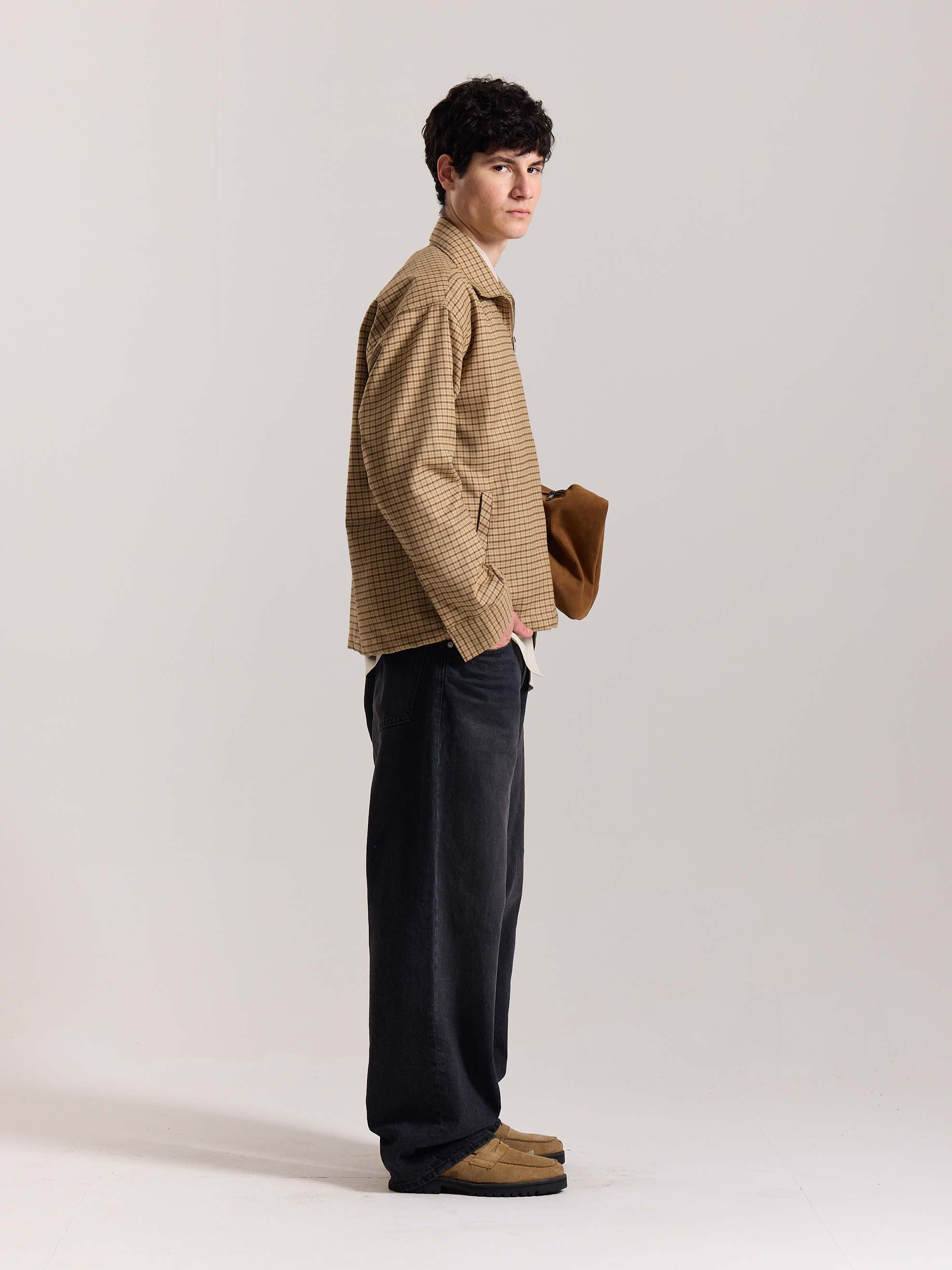 Beige Checkered Tweed Zipper Shacket ( Pre-Order ) - Image 7