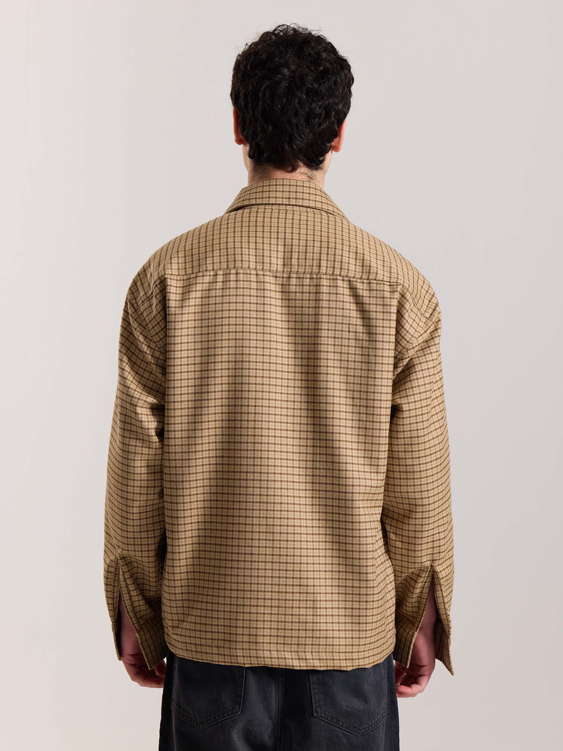 Beige Checkered Tweed Zipper Shacket ( Pre-Order ) - Image 8