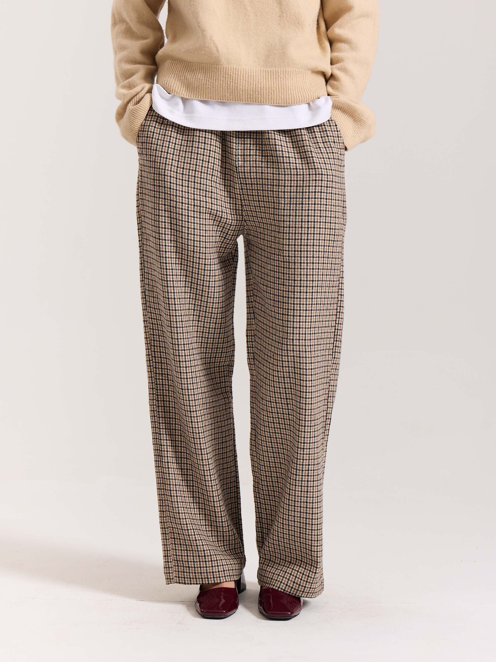 Beige Checkered Woolen Pants - Image 4
