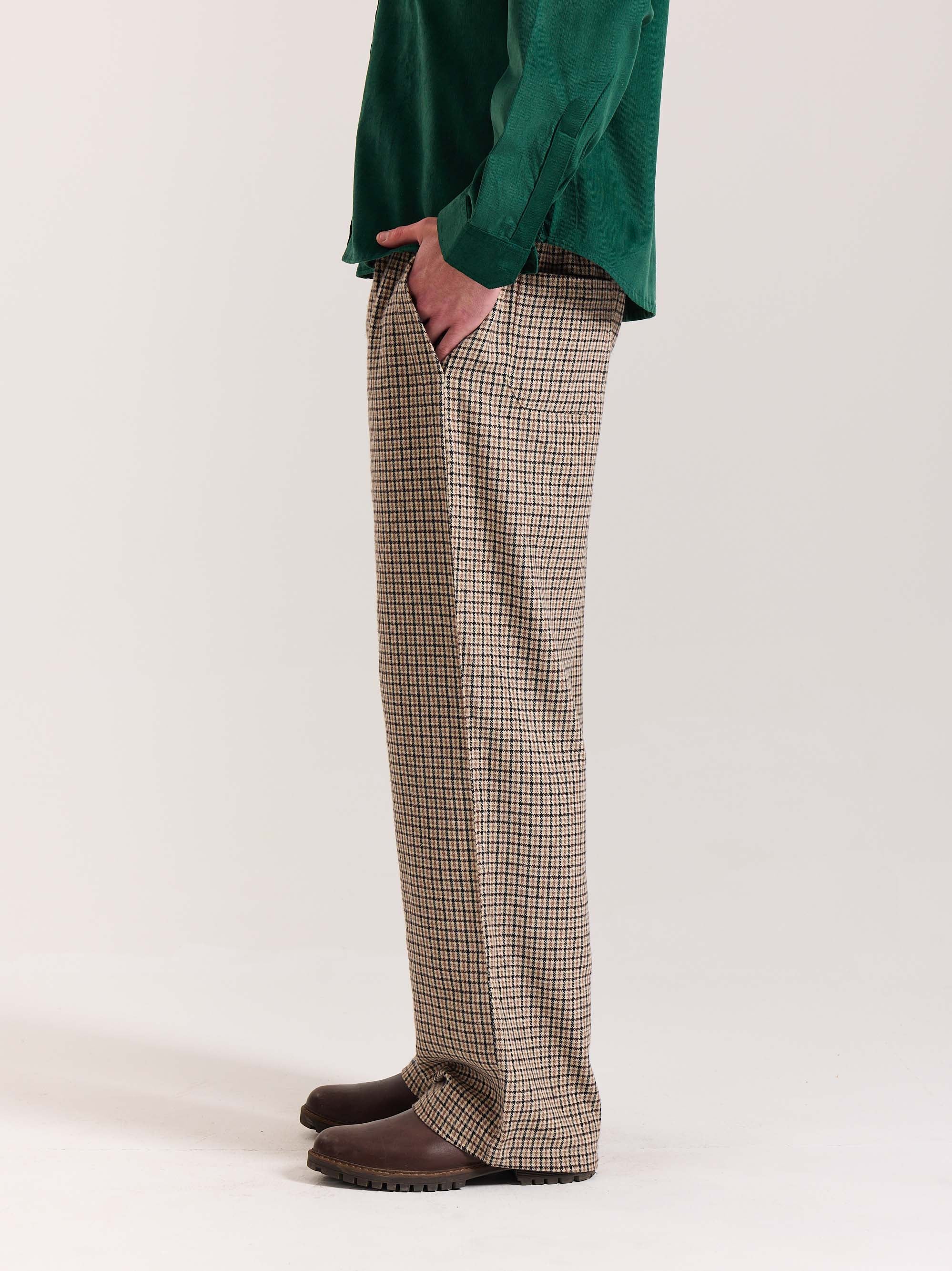 Beige Checkered Woolen Pants - Image 6