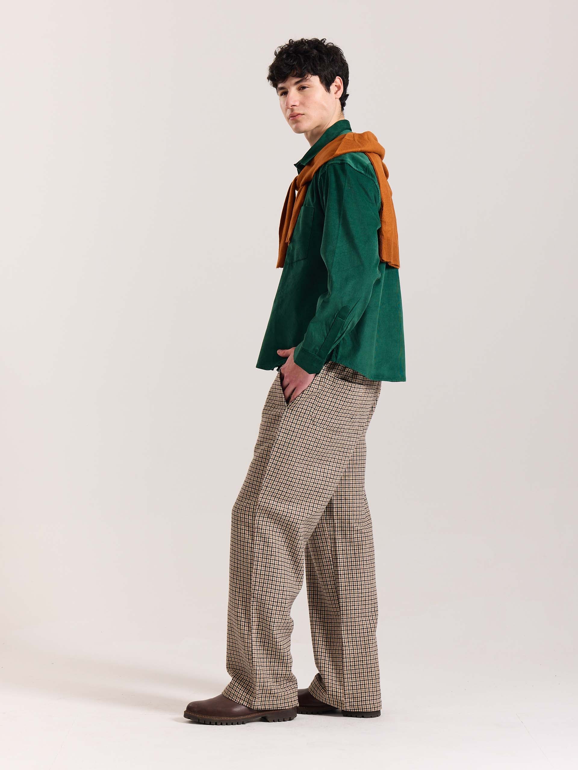 Beige Checkered Woolen Pants - Image 7