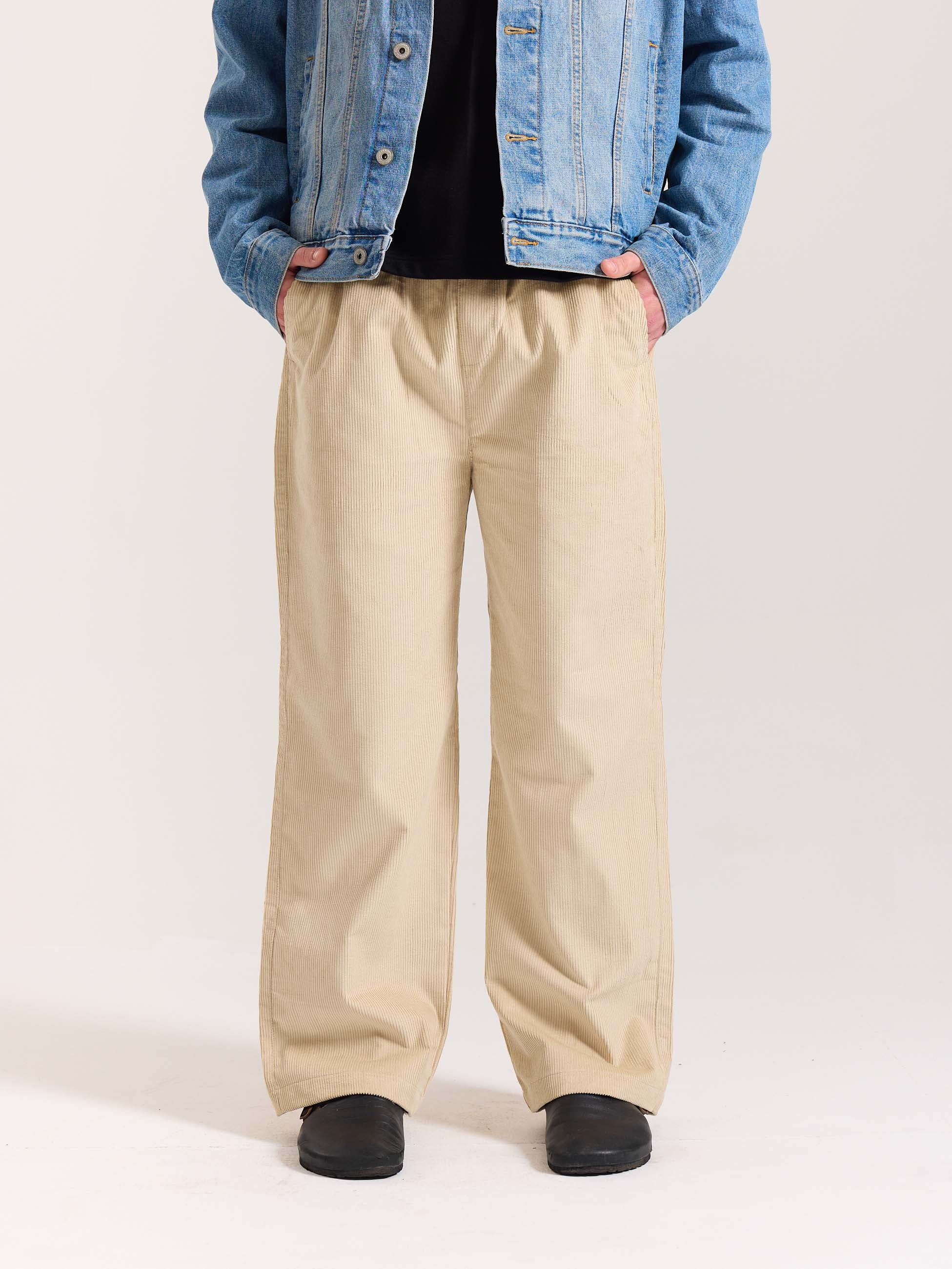 Beige Corduroy Pull-on Pants - Image 3