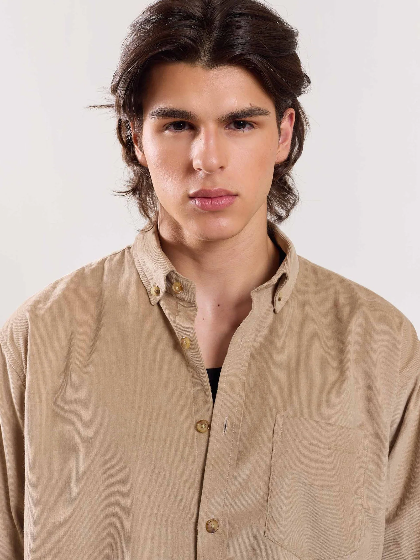 Beige Corduroy Shirt - Image 3
