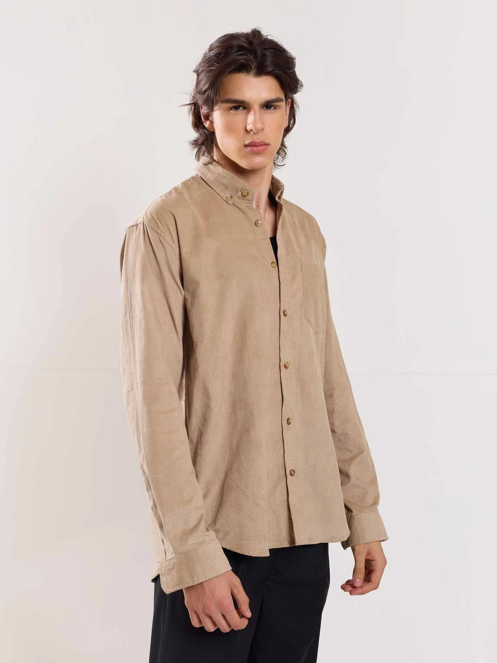 Beige Corduroy Shirt - Image 4