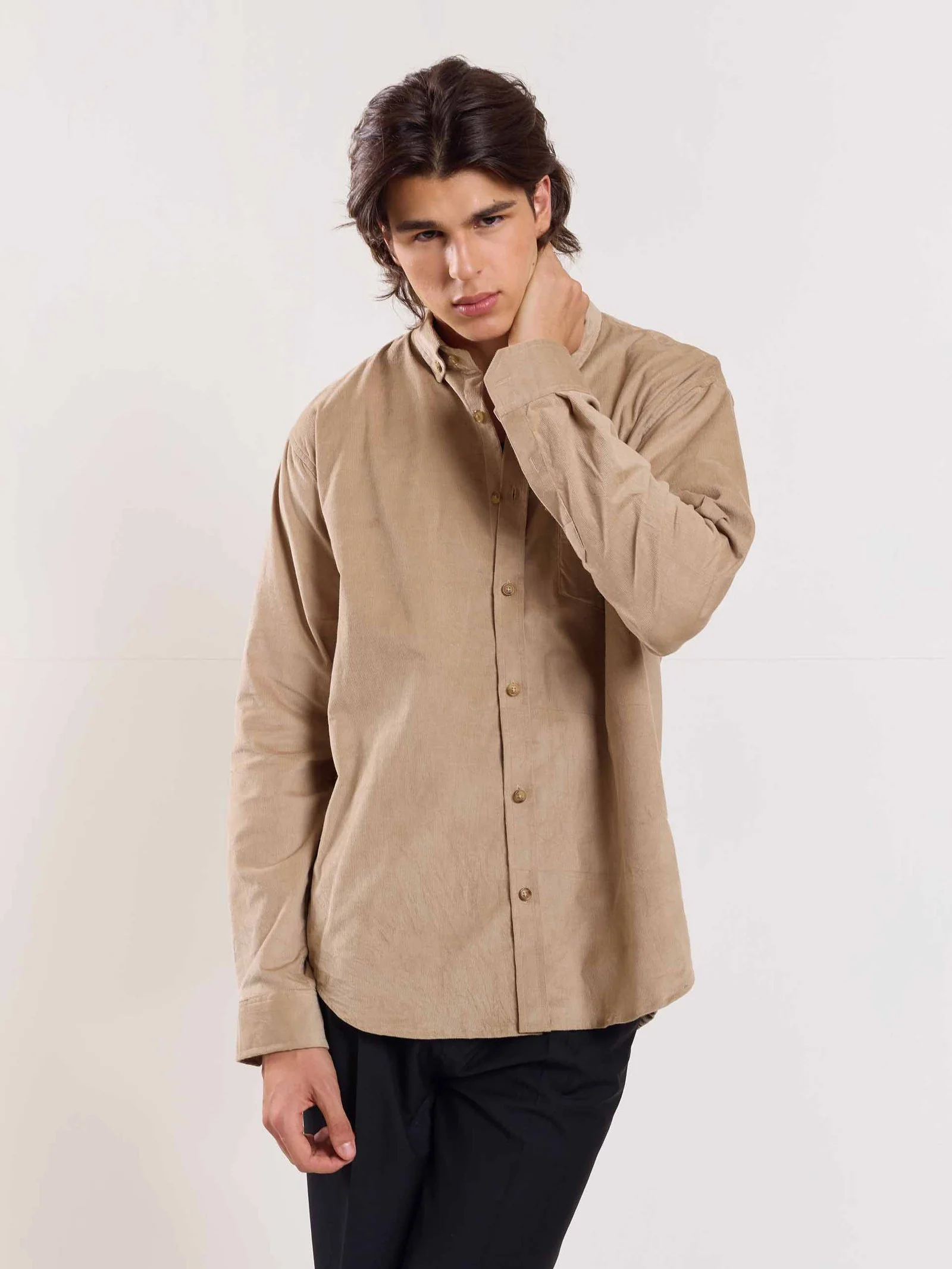 Beige Corduroy Shirt - Image 5