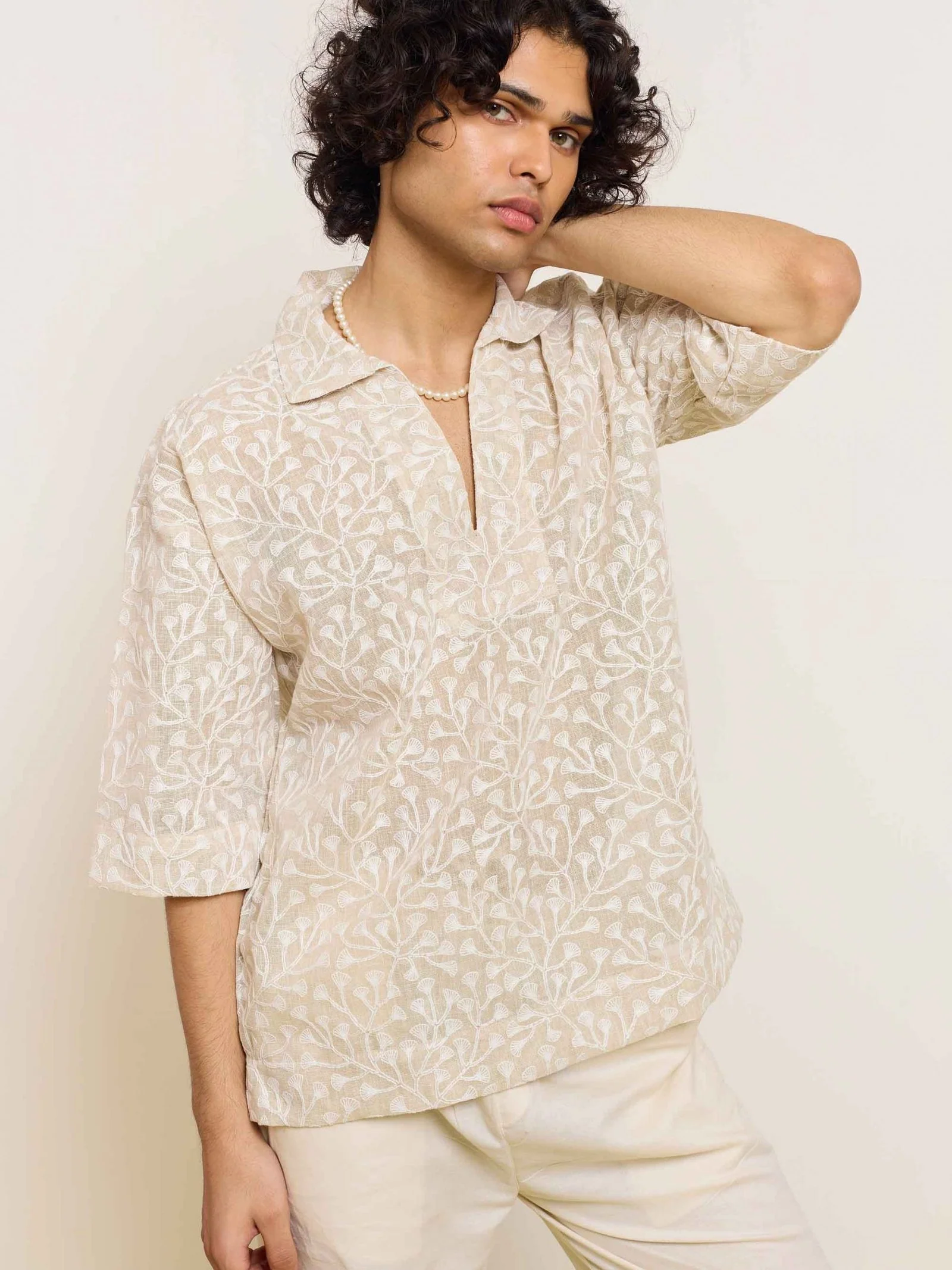 Beige Embroidered Pullover - Image 4