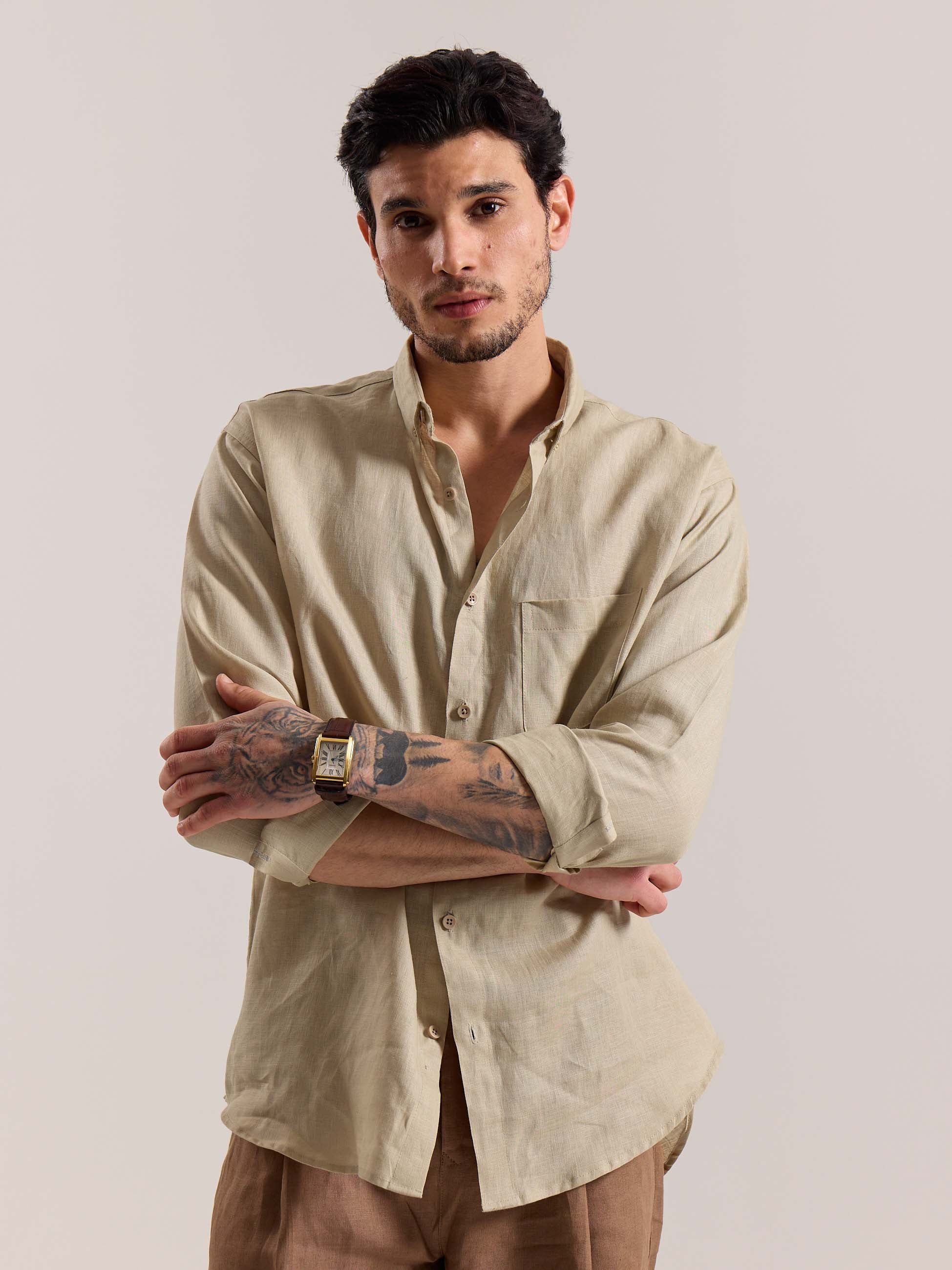 Beige Irish Linen Shirt - Image 3