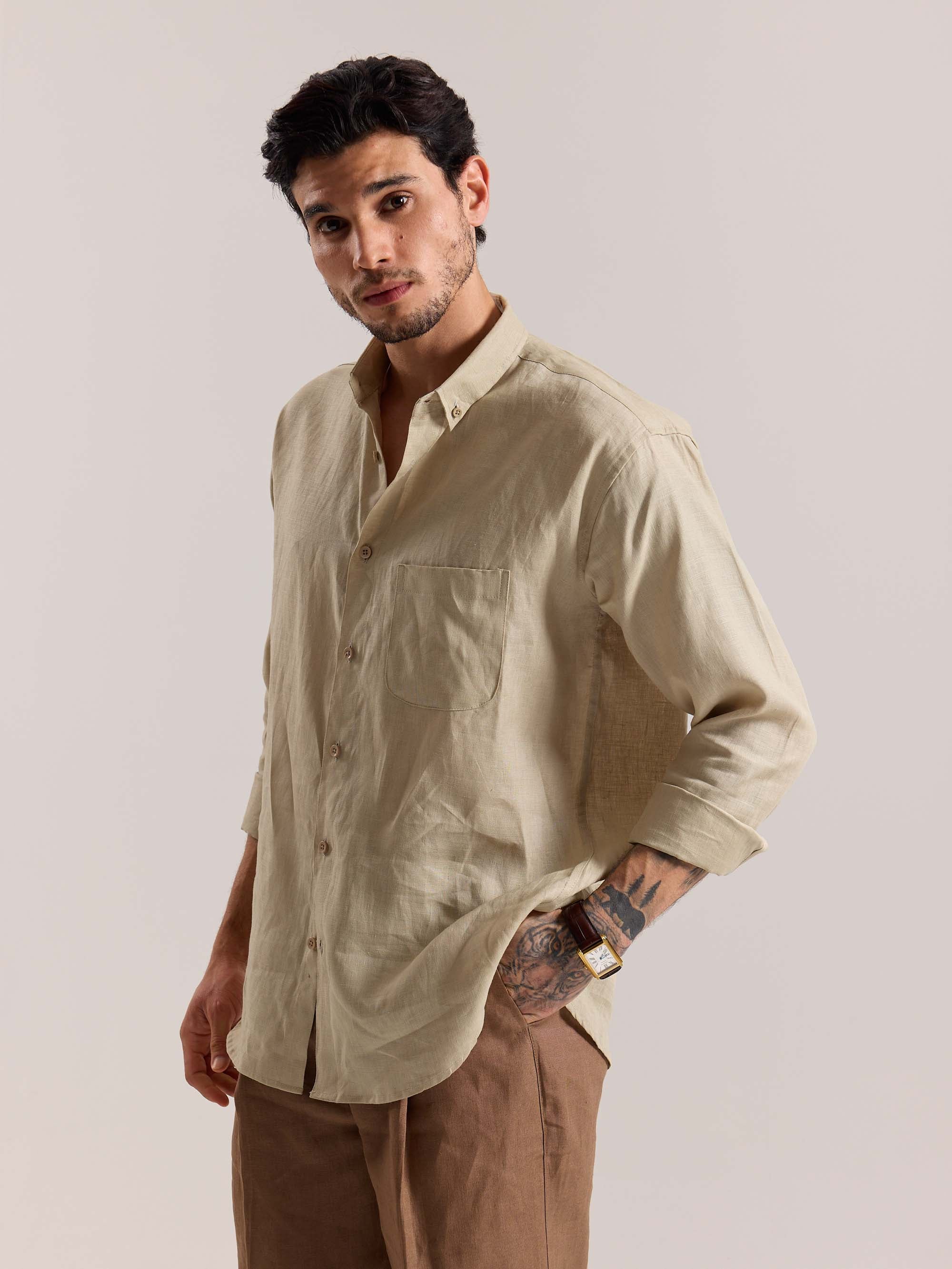 Beige Irish Linen Shirt - Image 5