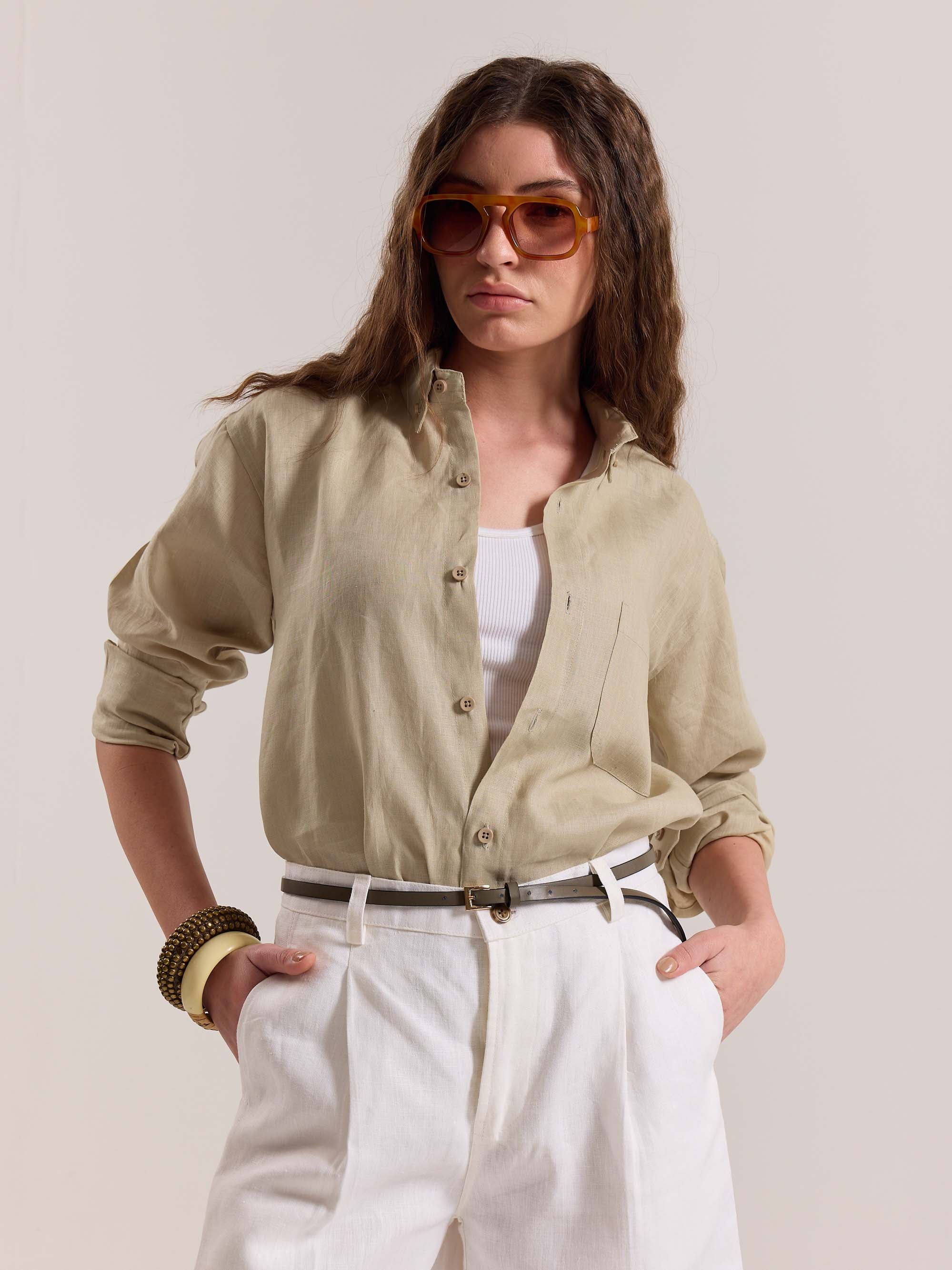 Beige Irish Linen Shirt - Image 7