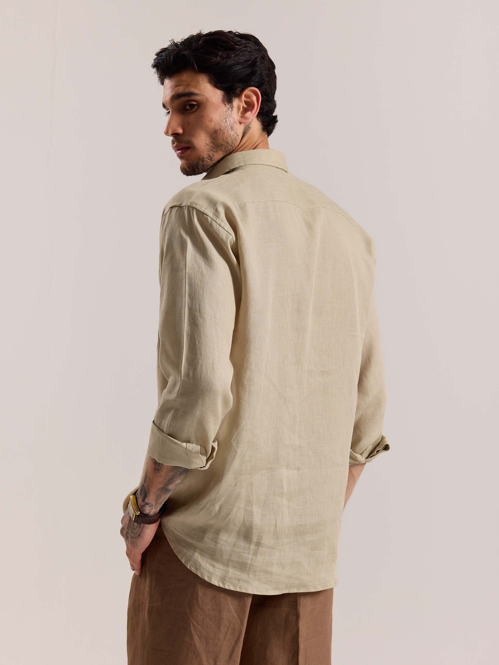 Beige Irish Linen Shirt - Image 8