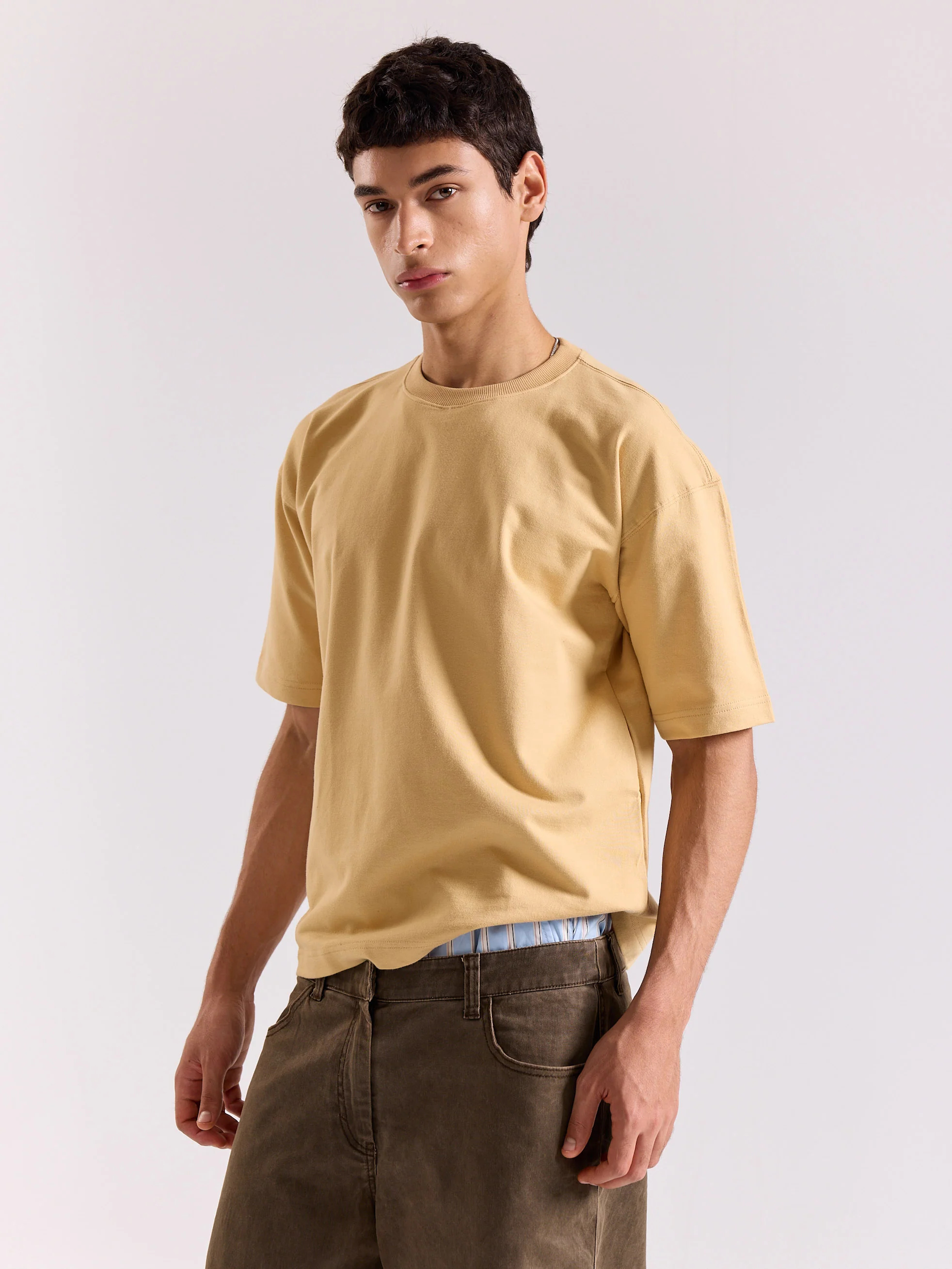 Beige Loose Fit Cropped T-Shirt - Image 6