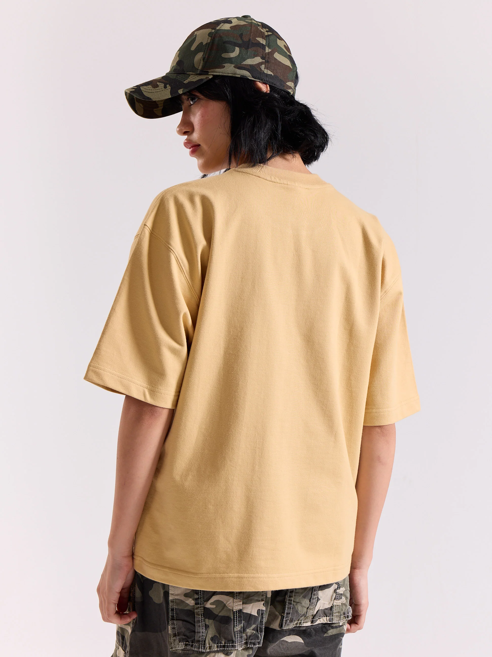 Beige Loose Fit Cropped T-Shirt - Image 8
