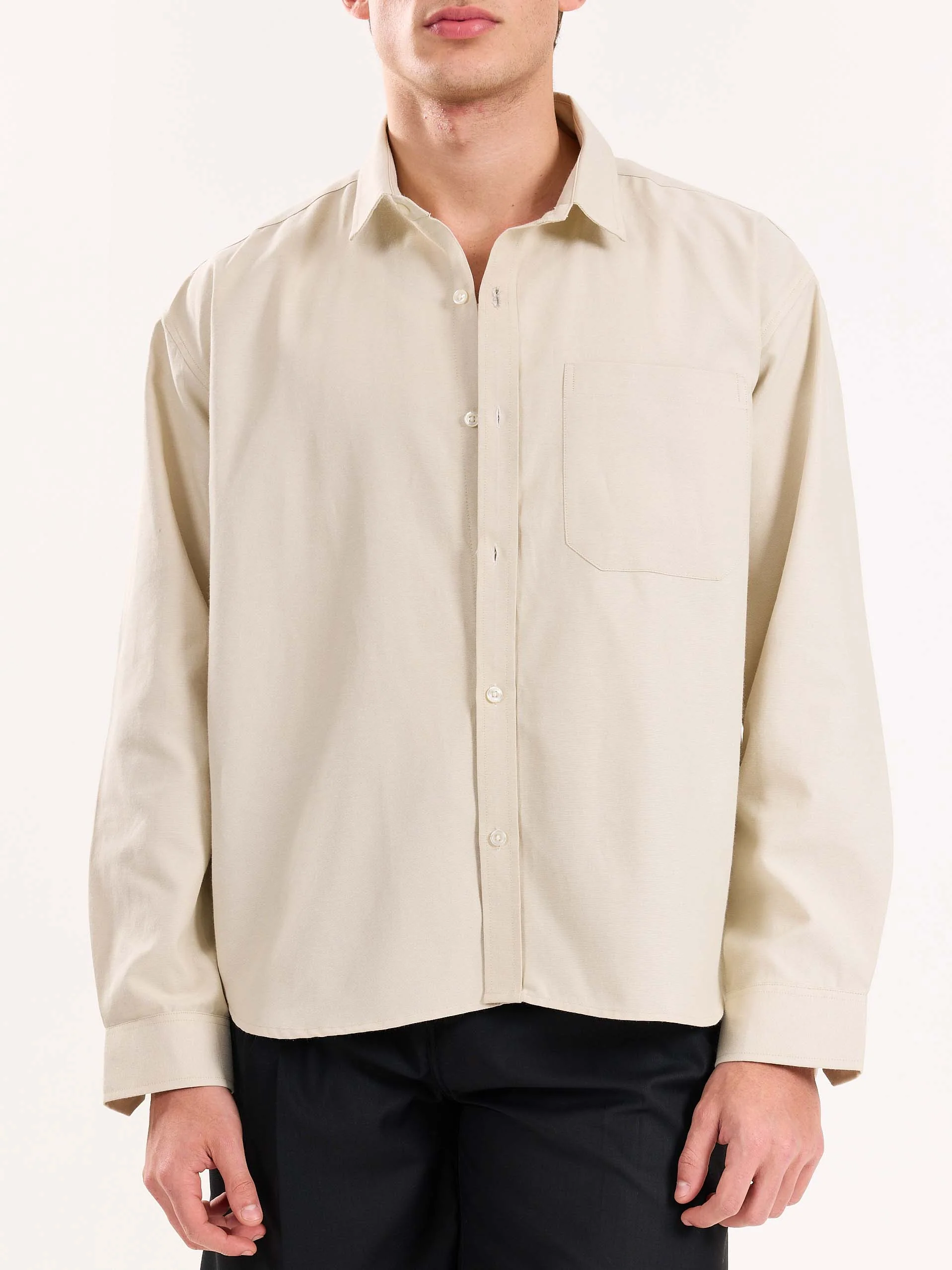 Beige Oversized Cropped Shirt - Image 6