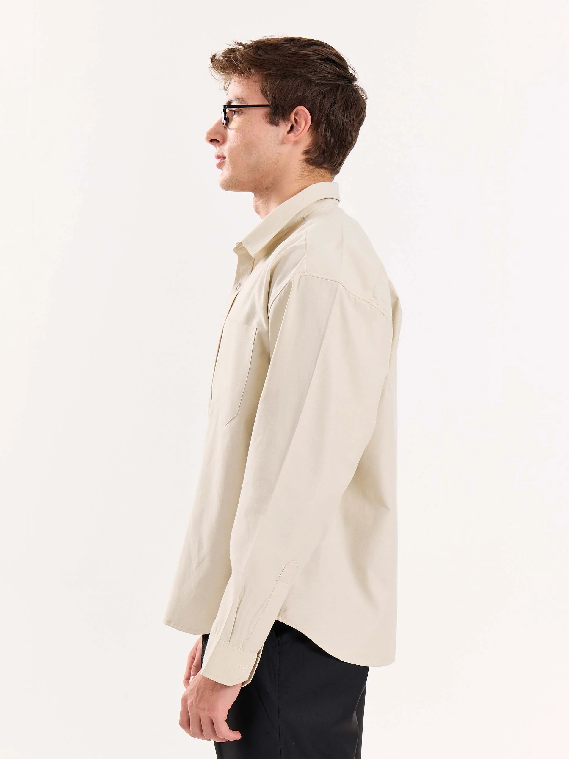 Beige Oversized Cropped Shirt - Image 7