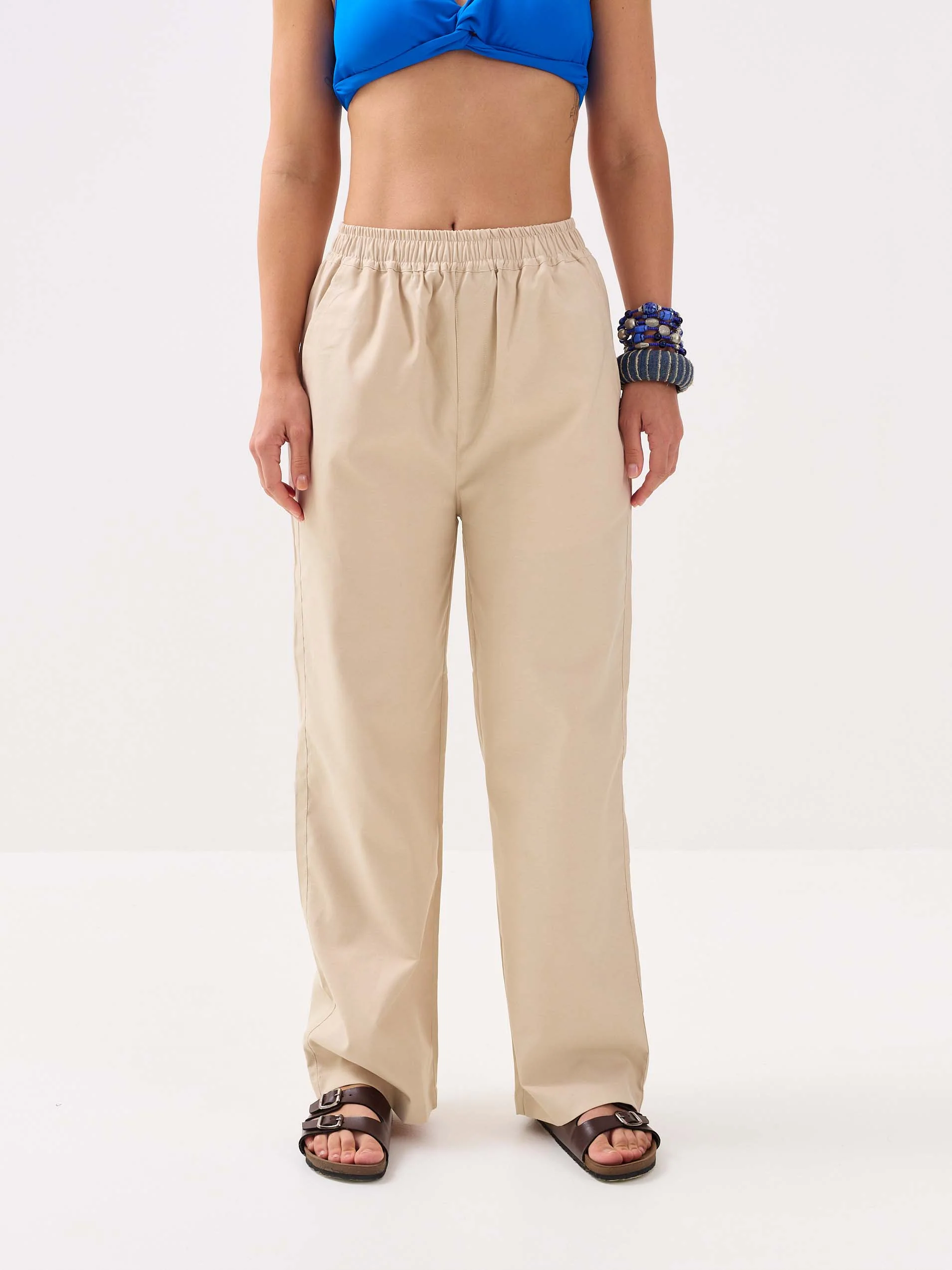 Beige Oxford Pull-on Pants - Image 4
