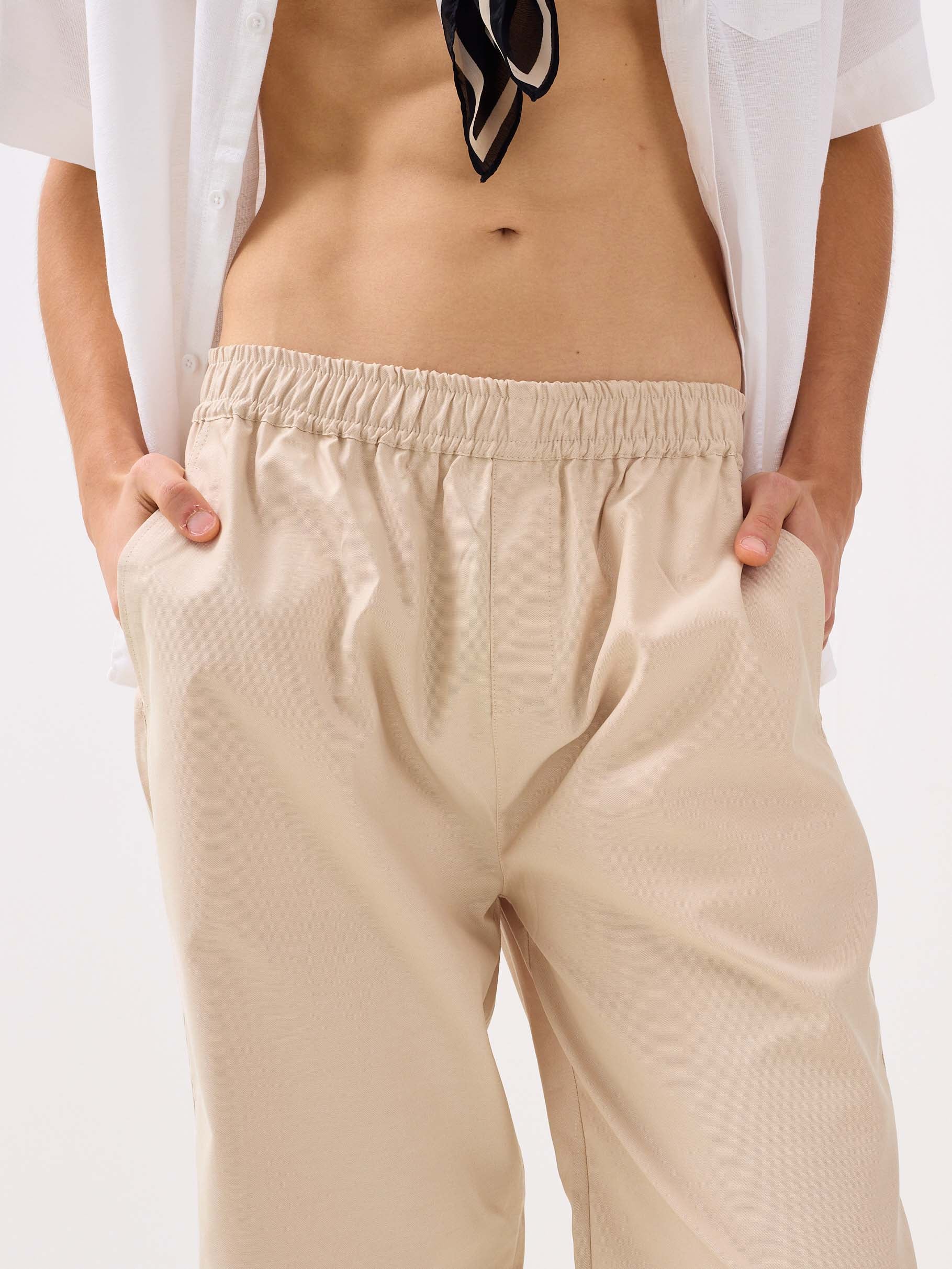 Beige Oxford Pull-on Pants - Image 5