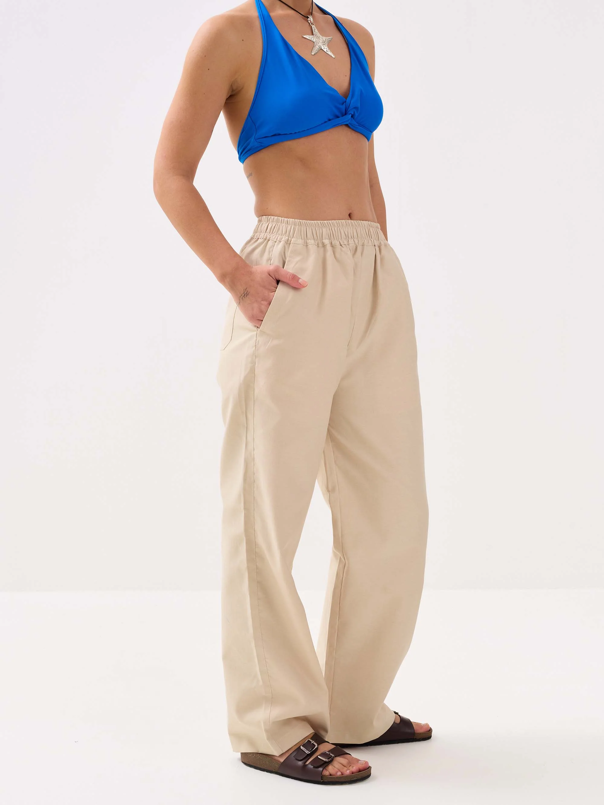 Beige Oxford Pull-on Pants - Image 6