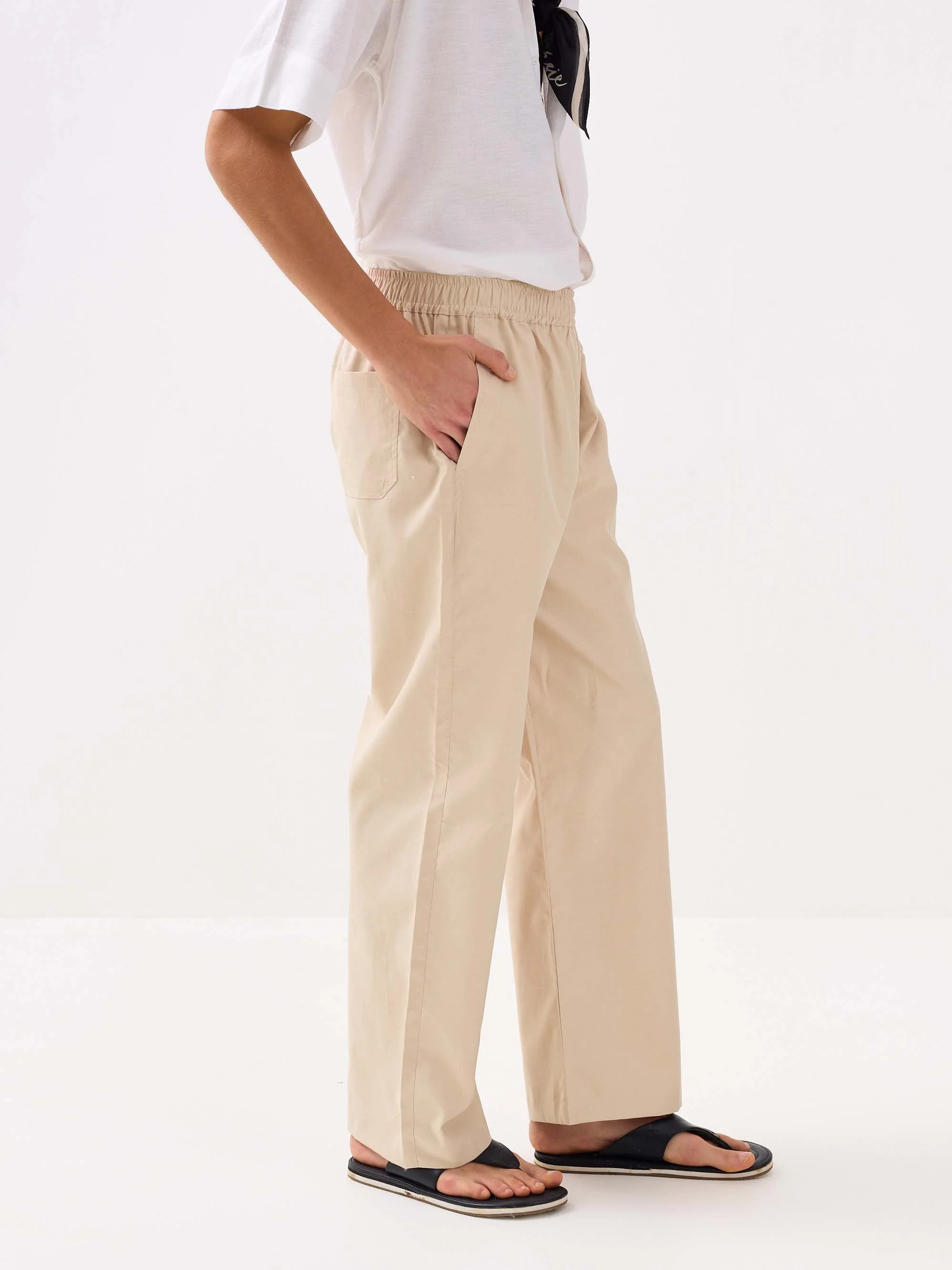 Beige Oxford Pull-on Pants - Image 7