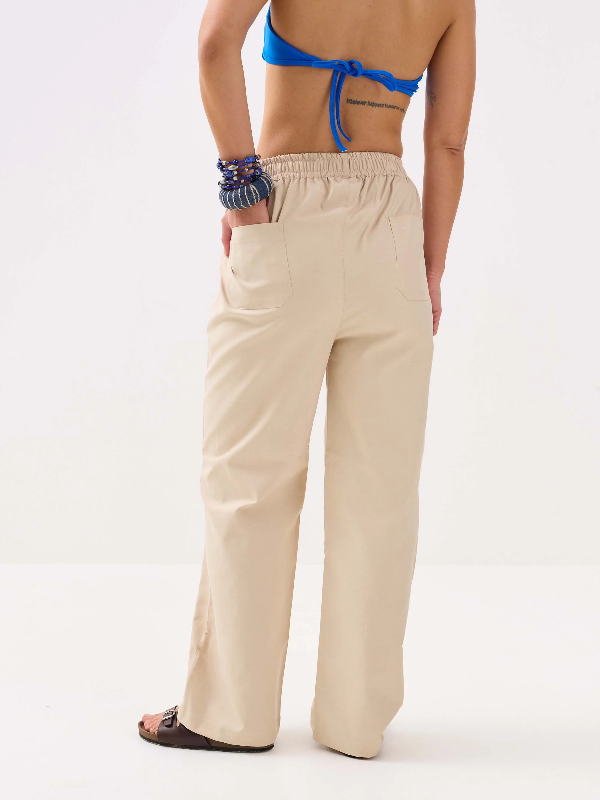 Beige Oxford Pull-on Pants - Image 8