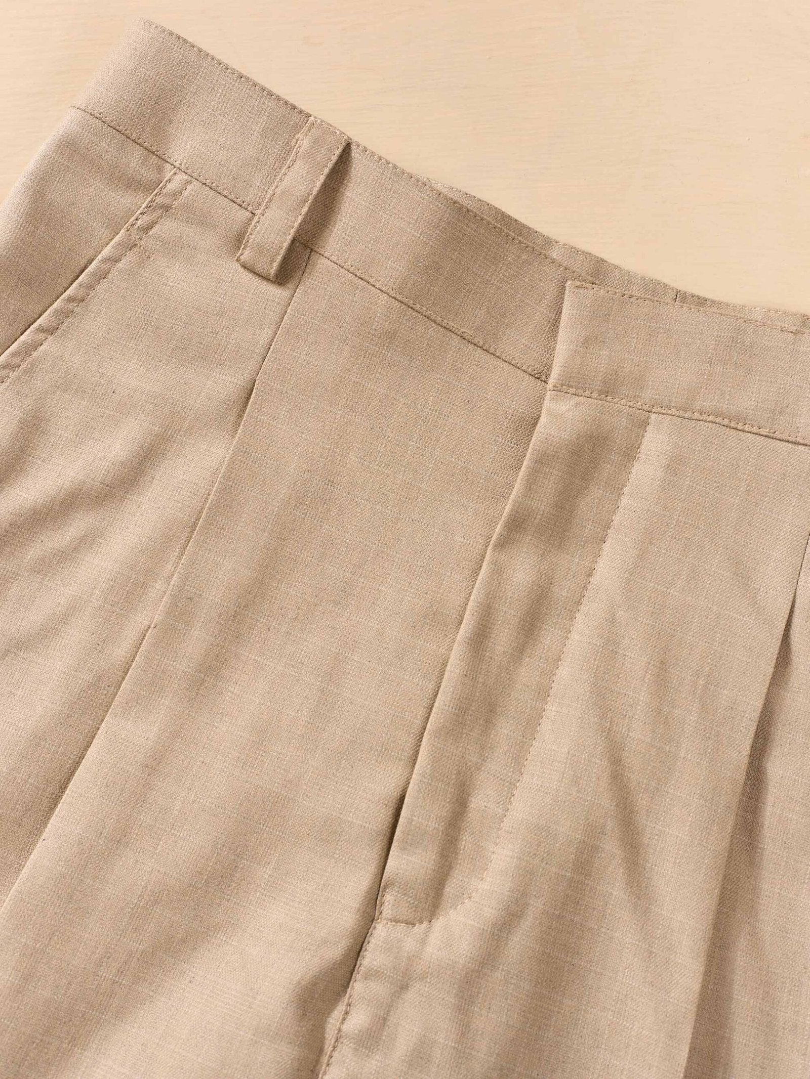 Beige Straight Fit Checked Trousers - Image 7