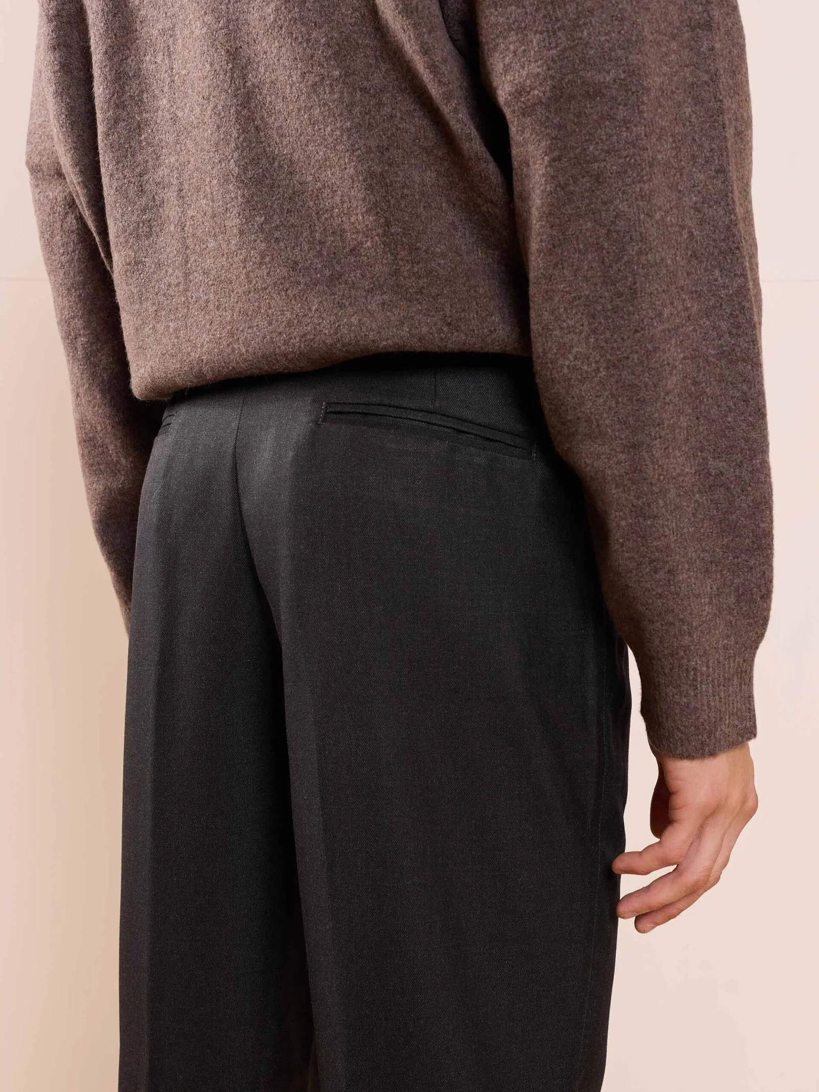 Black Textured Baggy Fit Trousers - Image 10