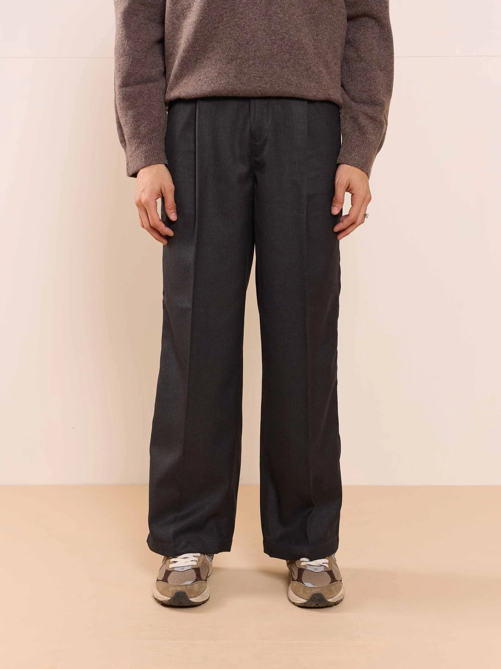 Black Textured Baggy Fit Trousers - Image 5