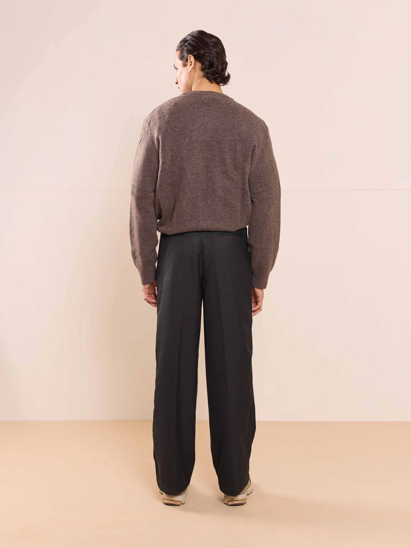 Black Textured Baggy Fit Trousers - Image 9