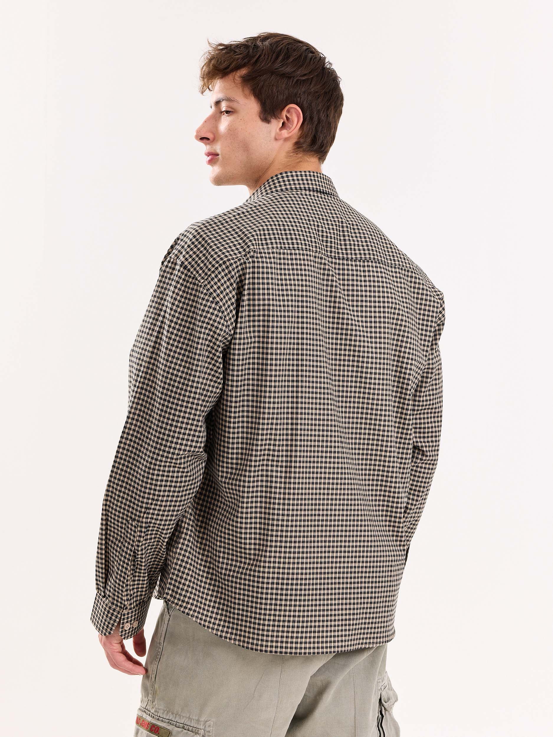 Black & Beige Checkered Cropped Shirt - Image 8
