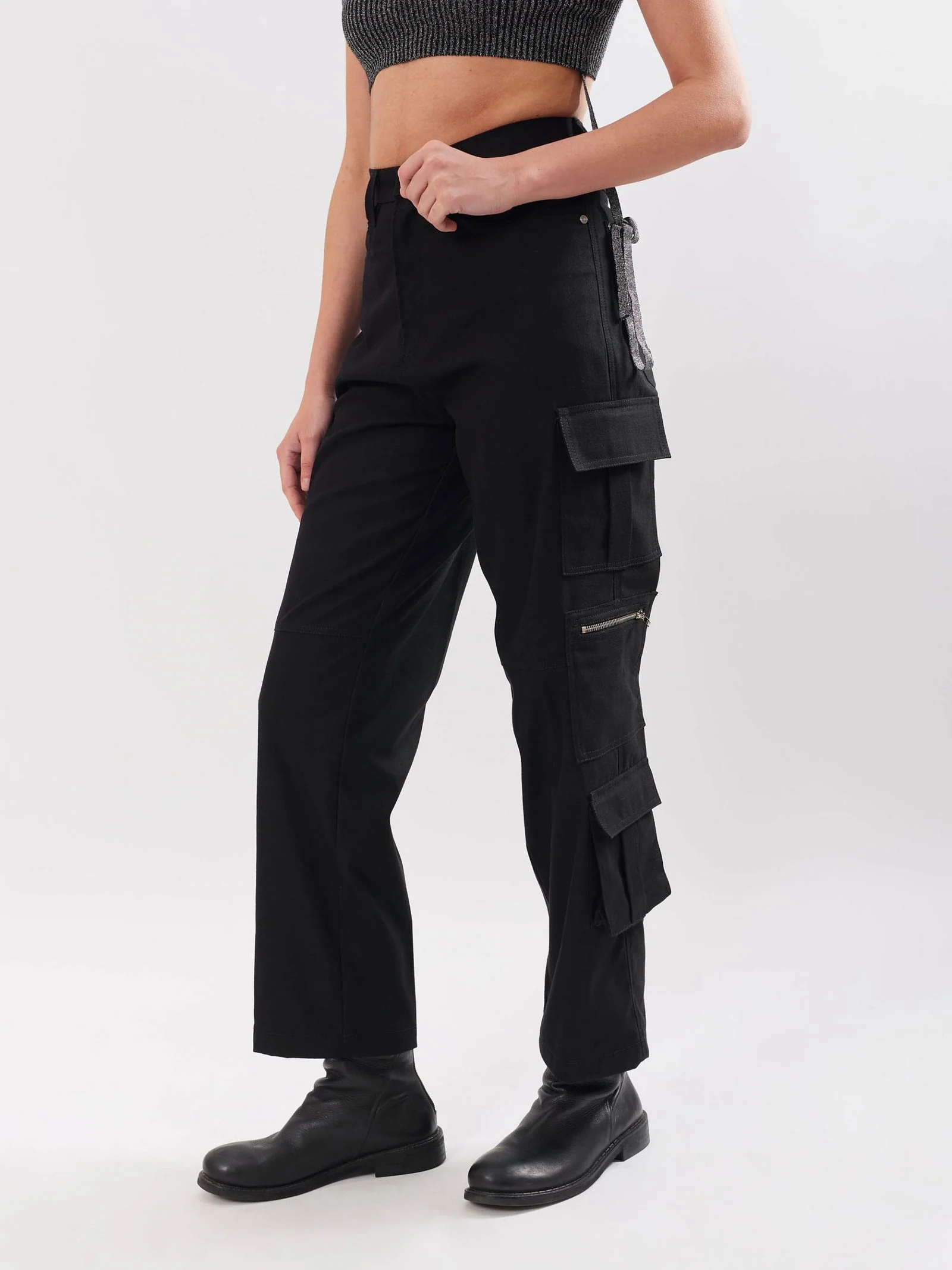 Black Cargo Trousers - Image 3