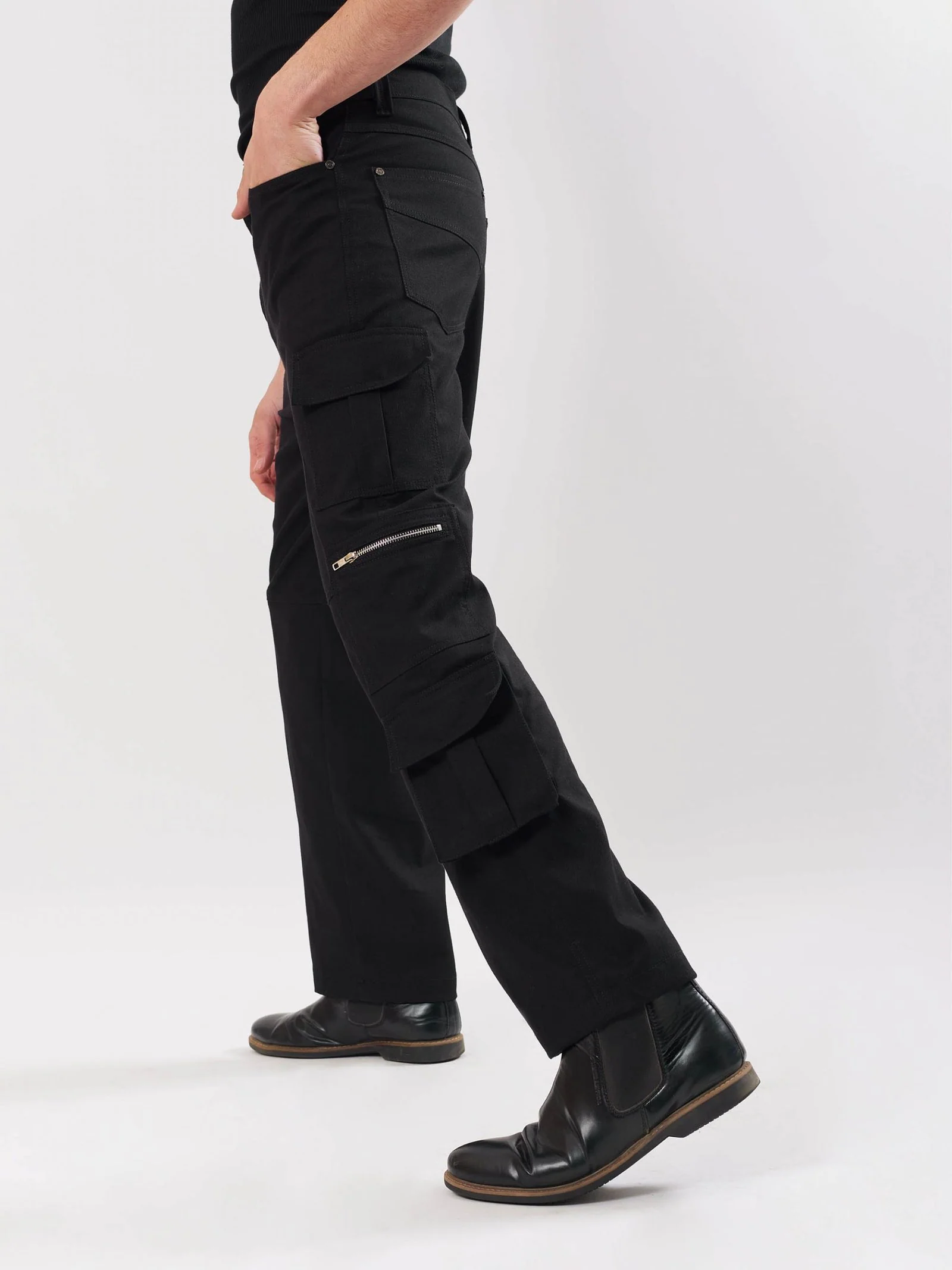 Black Cargo Trousers - Image 5