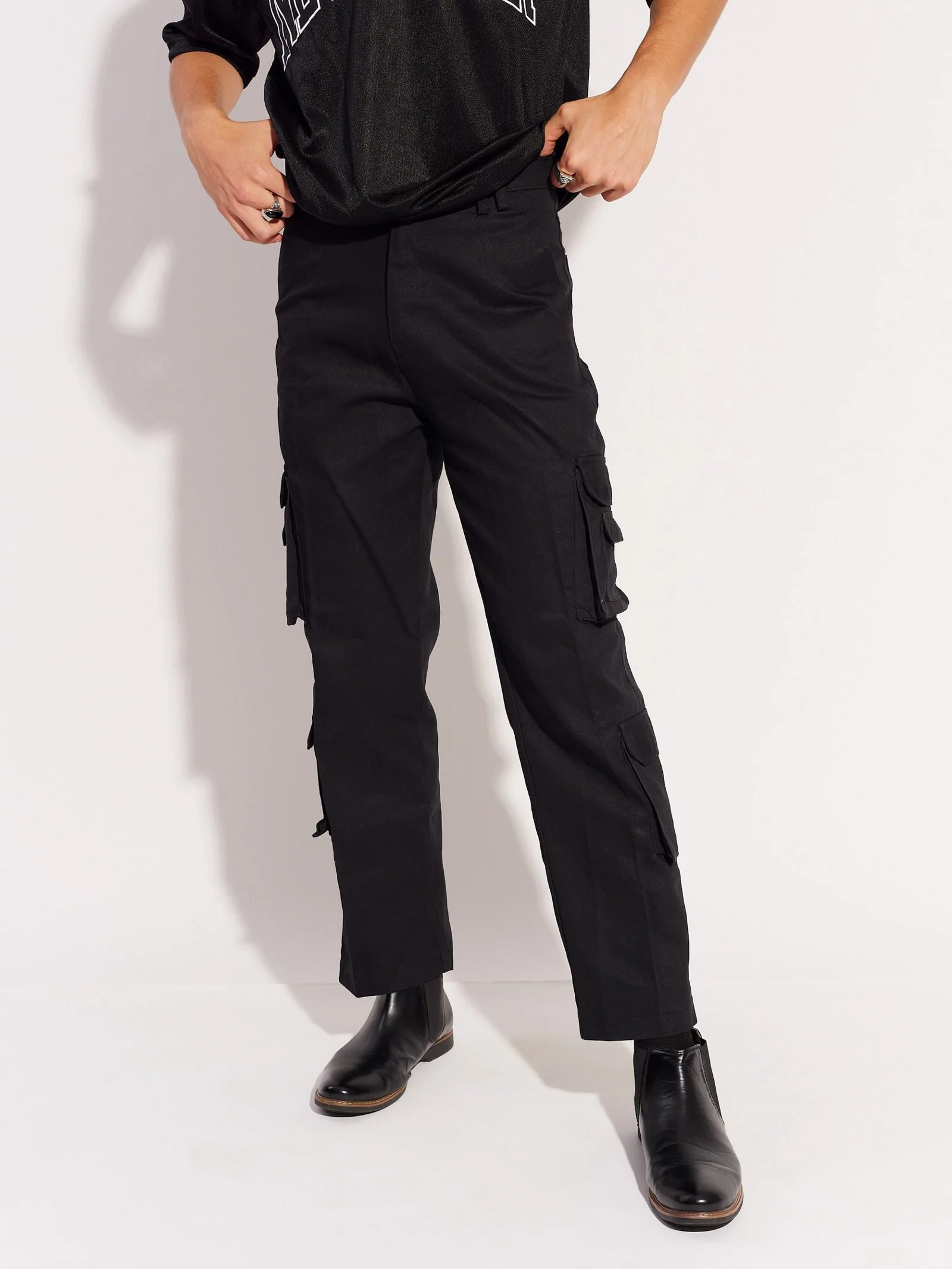 Black Cargo Trousers - Image 3