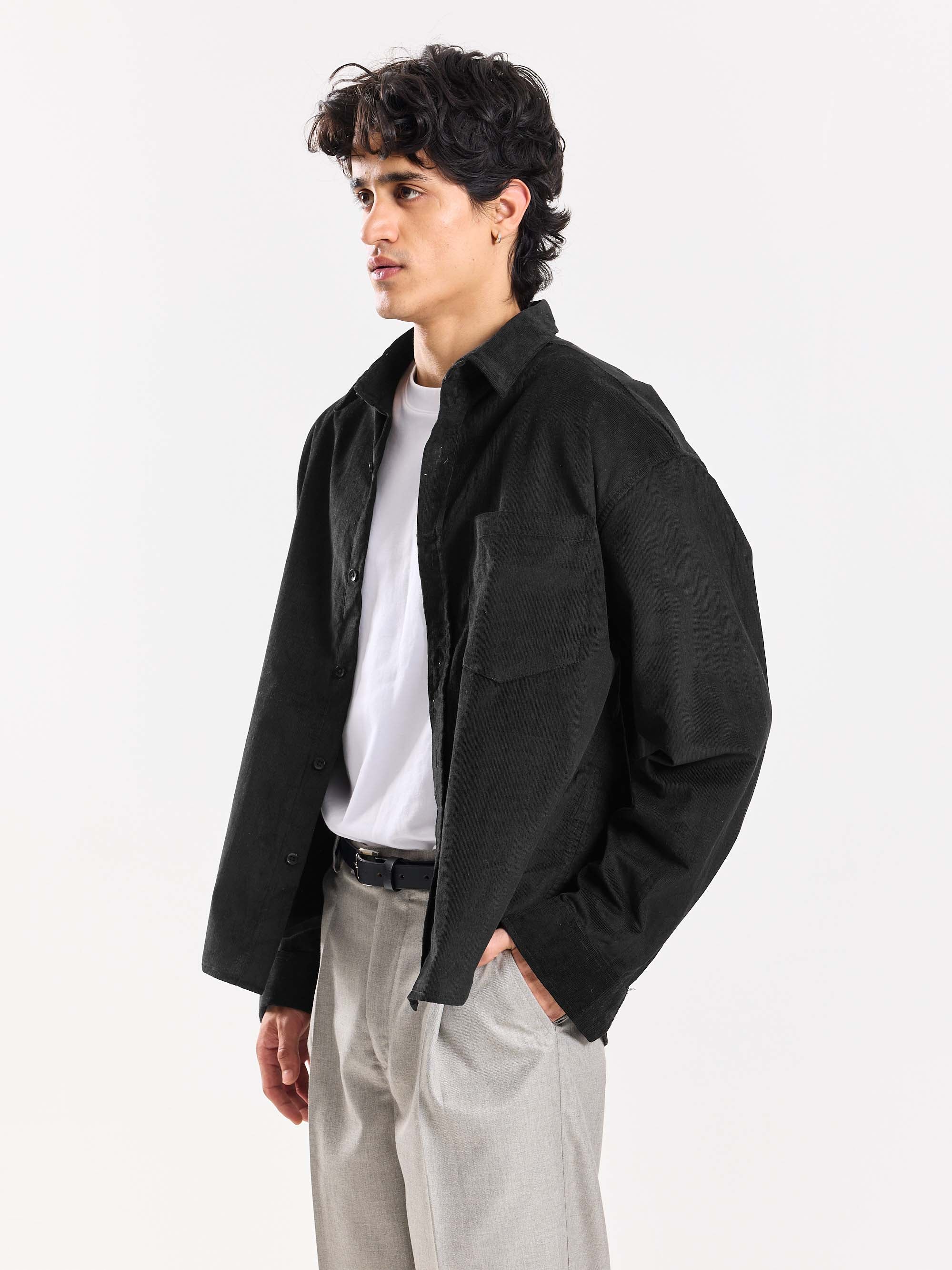 Black Corduroy Oversized Shirt - Image 5