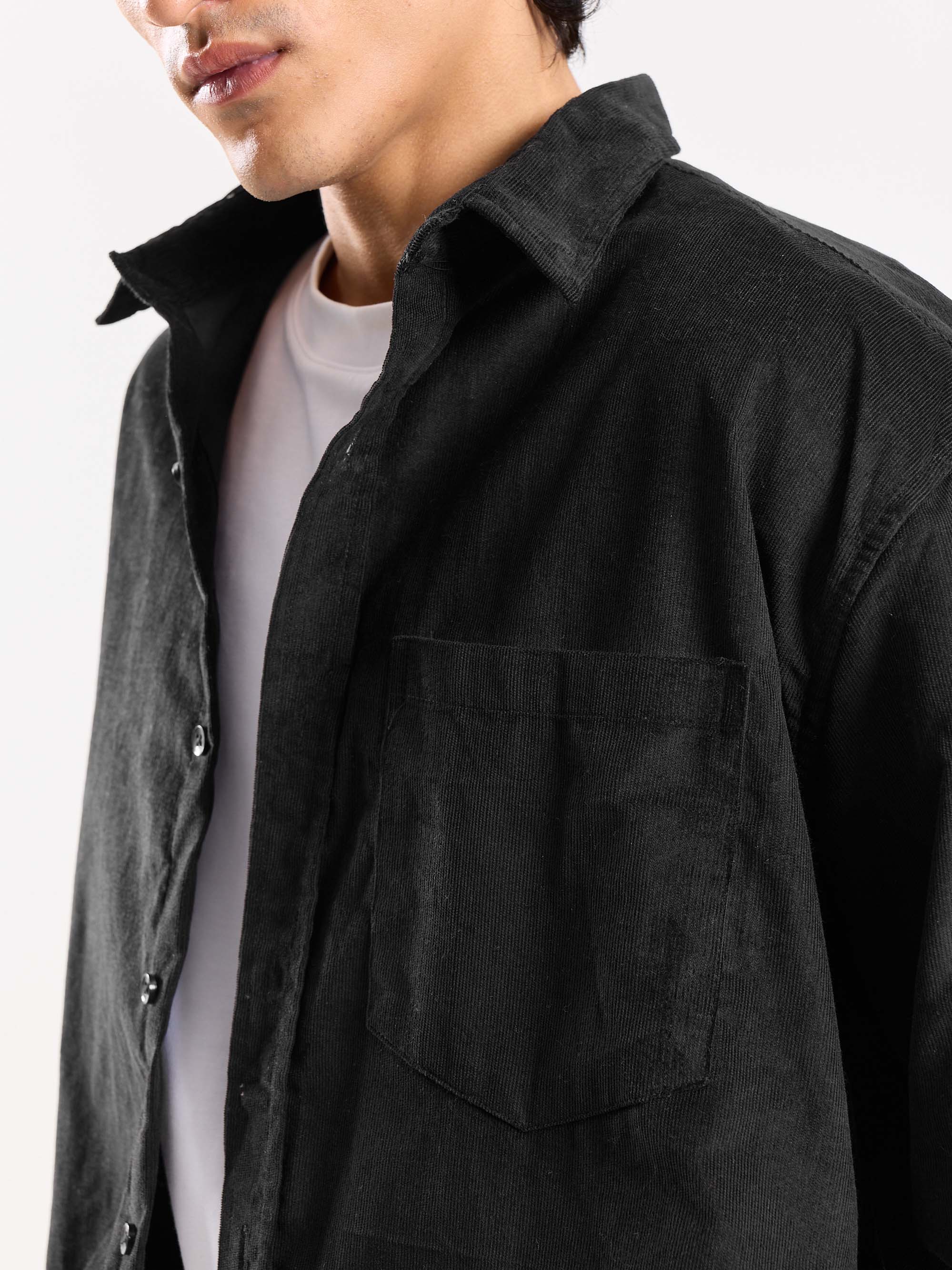 Black Corduroy Oversized Shirt - Image 7