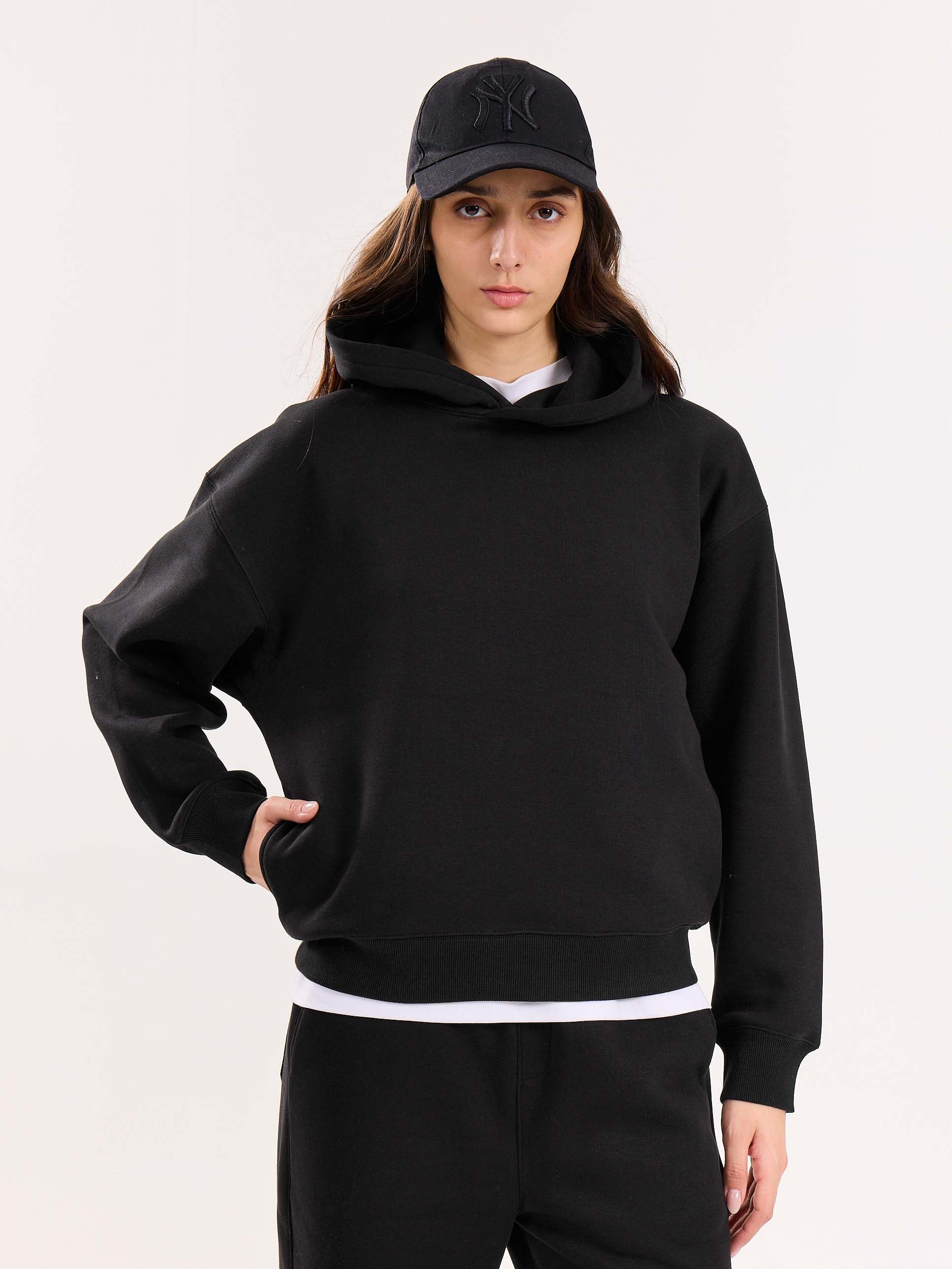Black Cropped Fit Hoodie - Image 4