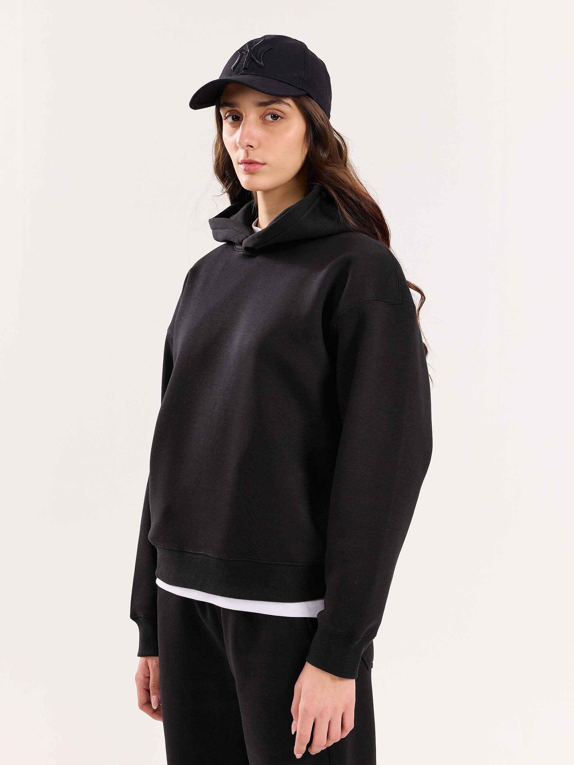 Black Cropped Fit Hoodie - Image 5