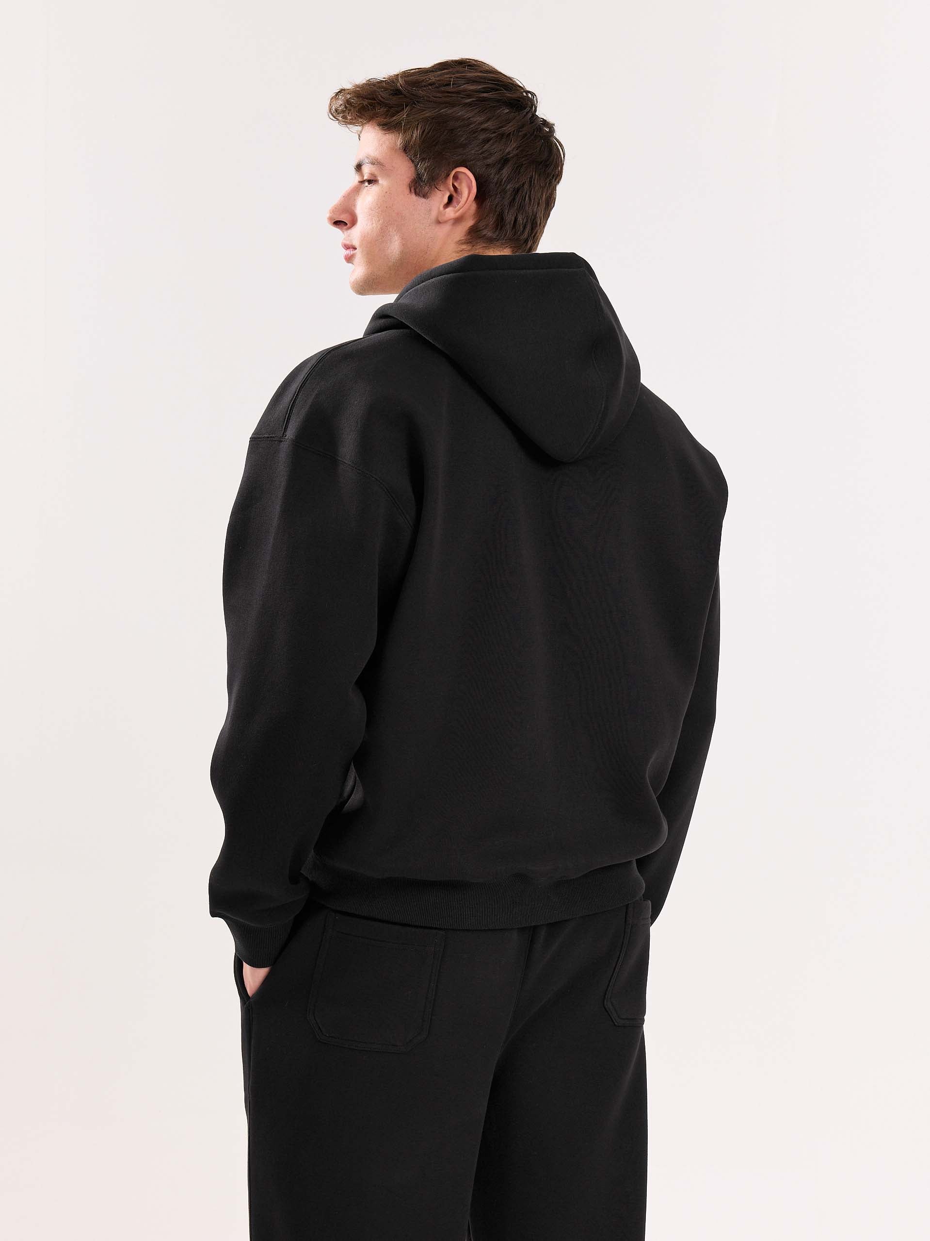 Black Cropped Zip-Up Hoodie - Image 8