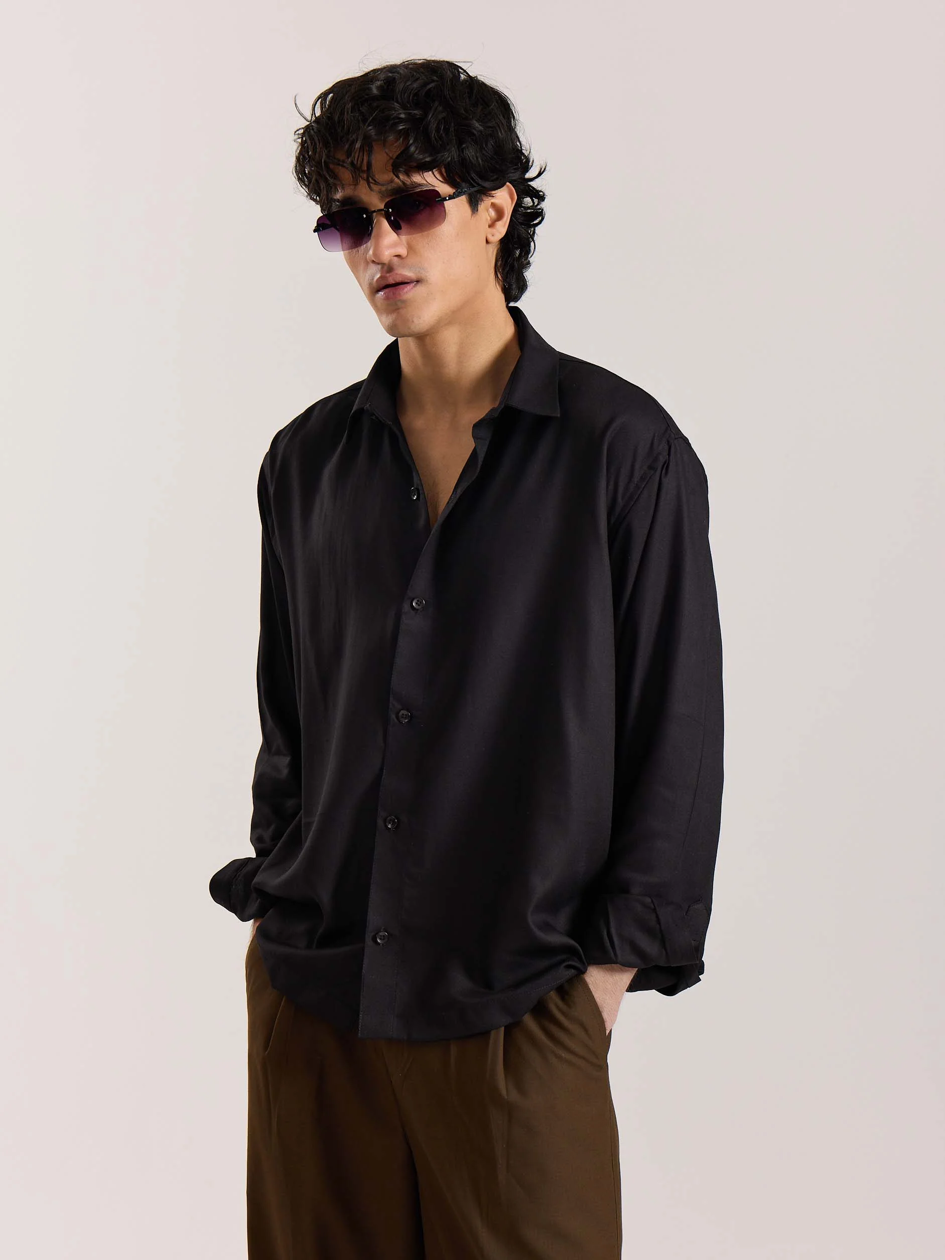 Black Drape Shirt - Image 4