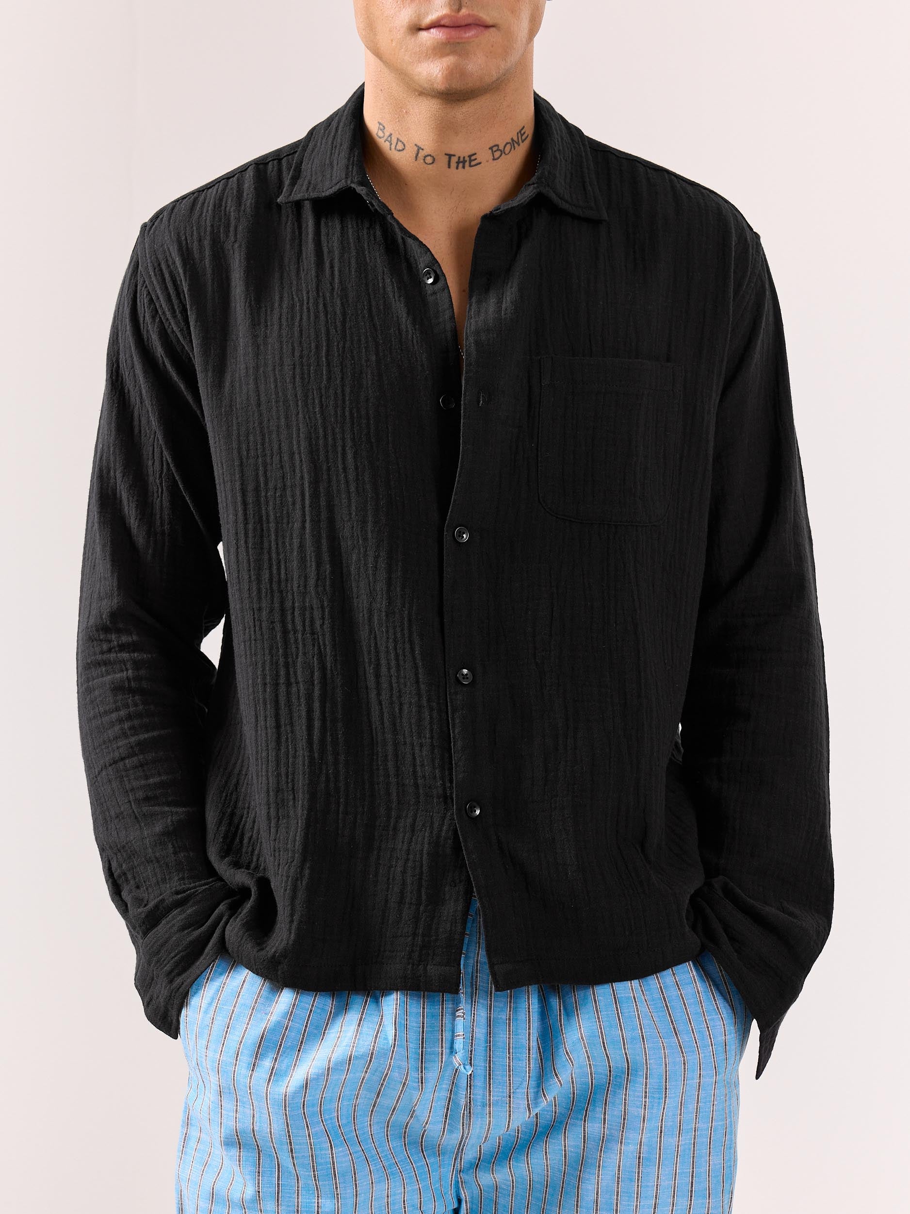 Black Gauze Holiday Shirt - Image 3