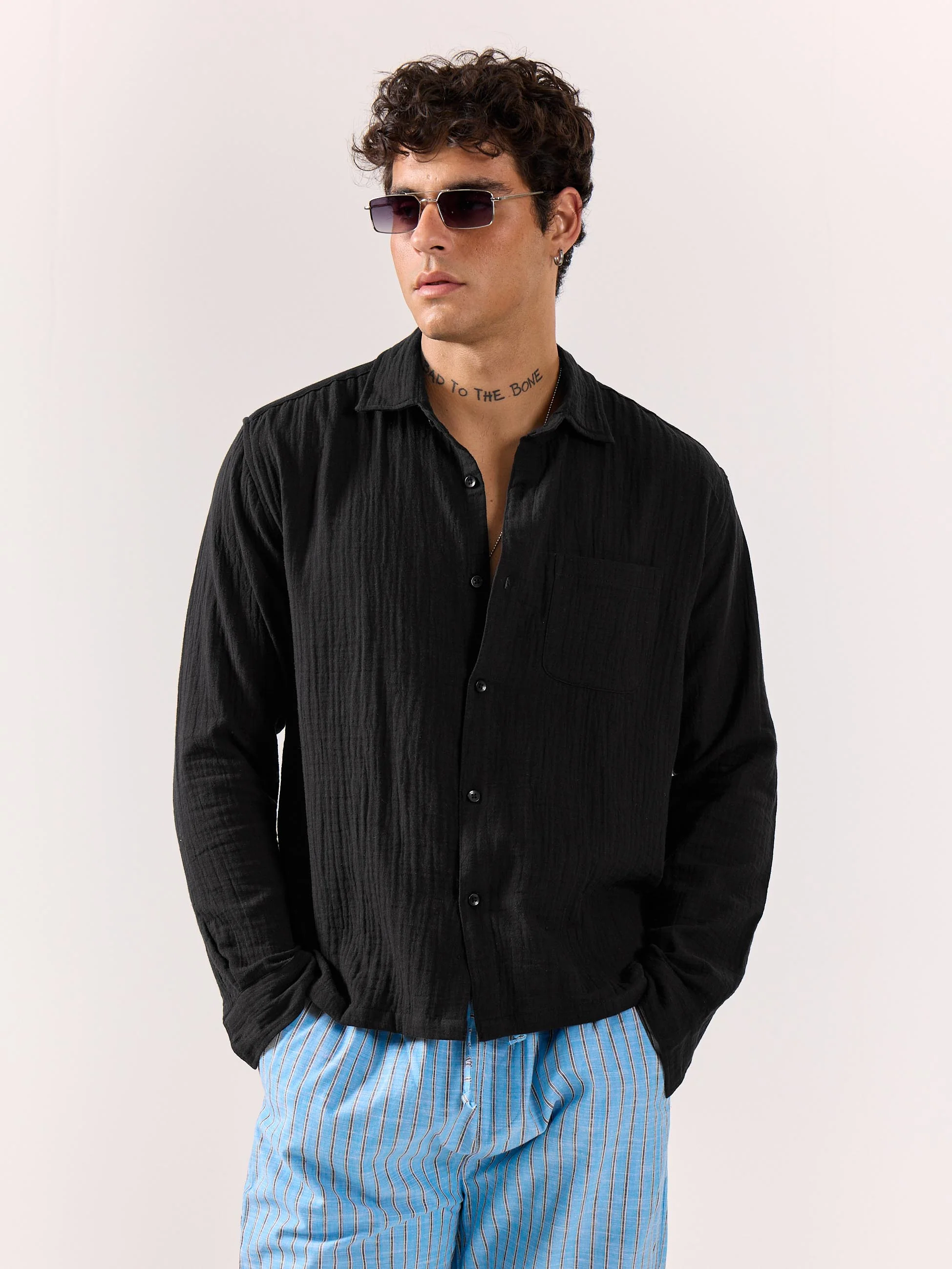 Black Gauze Holiday Shirt - Image 5