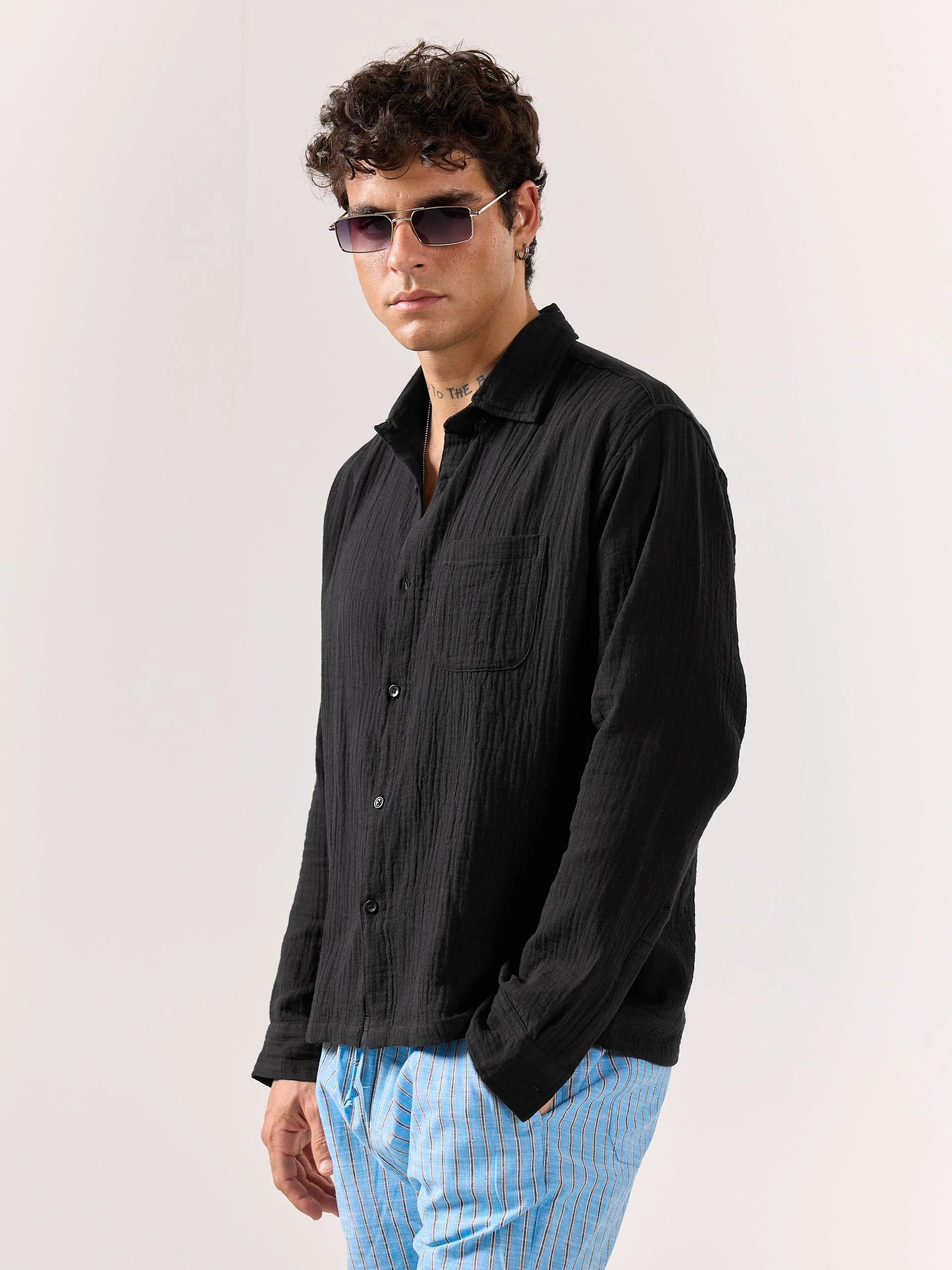 Black Gauze Holiday Shirt - Image 6