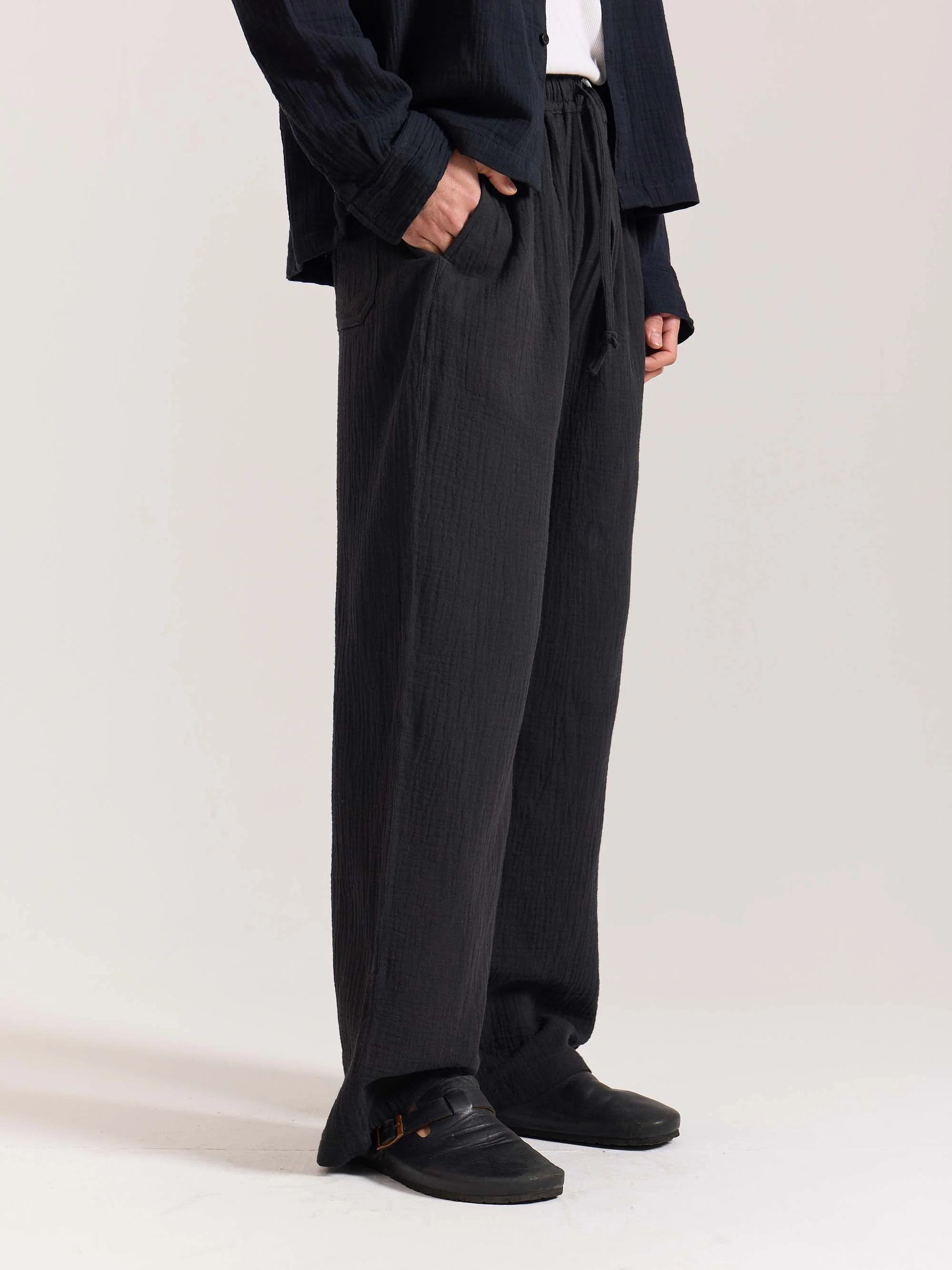 Black Gauze Pull-on Pants - Image 3